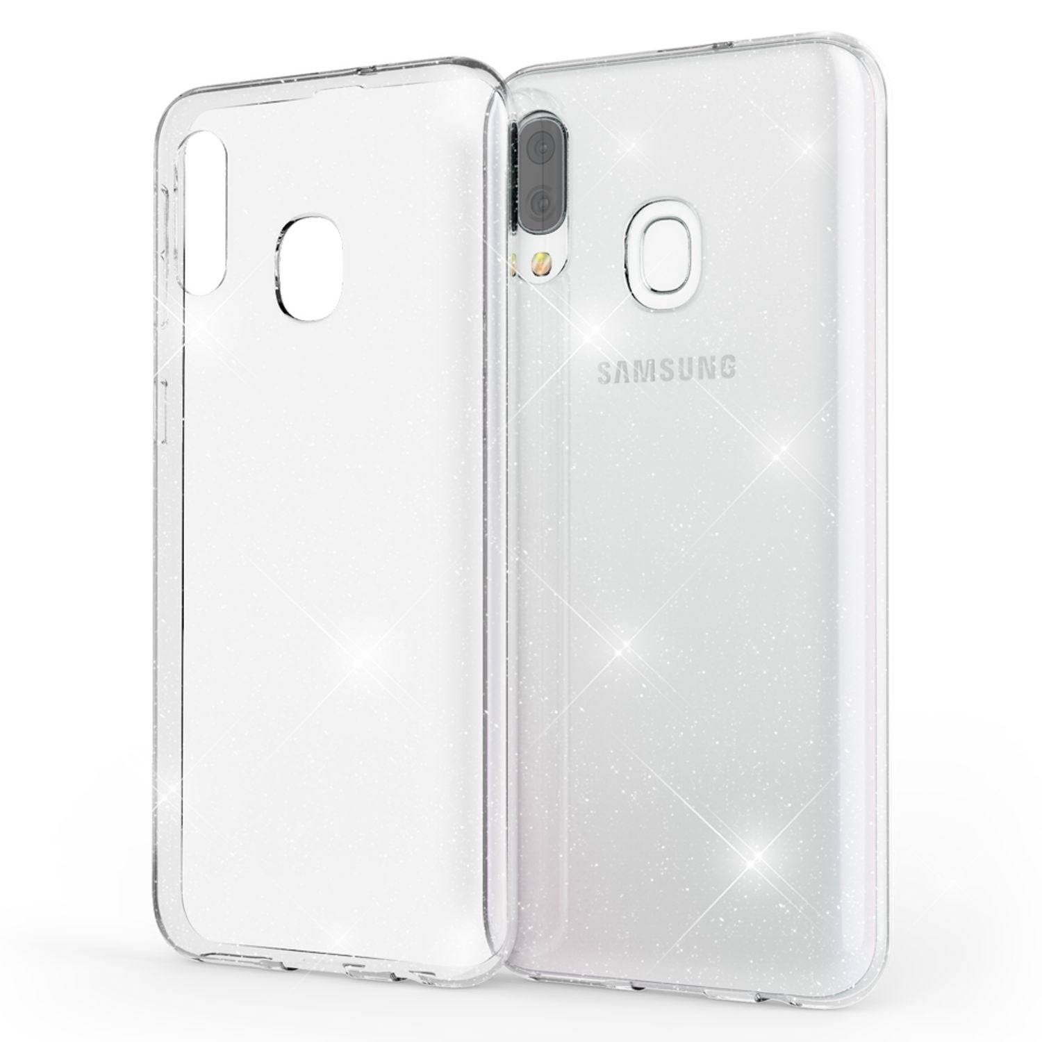 NALIA Glitzer Handy Hülle für Samsung Galaxy A20e, Schutz Case Cover Tasche Etui Default Title NALIA Transparente Hülle