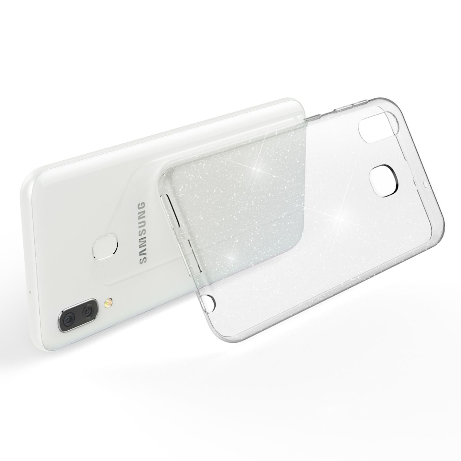 NALIA Glitzer Handy Hülle für Samsung Galaxy A20e, Schutz Case Cover Tasche Etui Default Title NALIA Transparente Hülle
