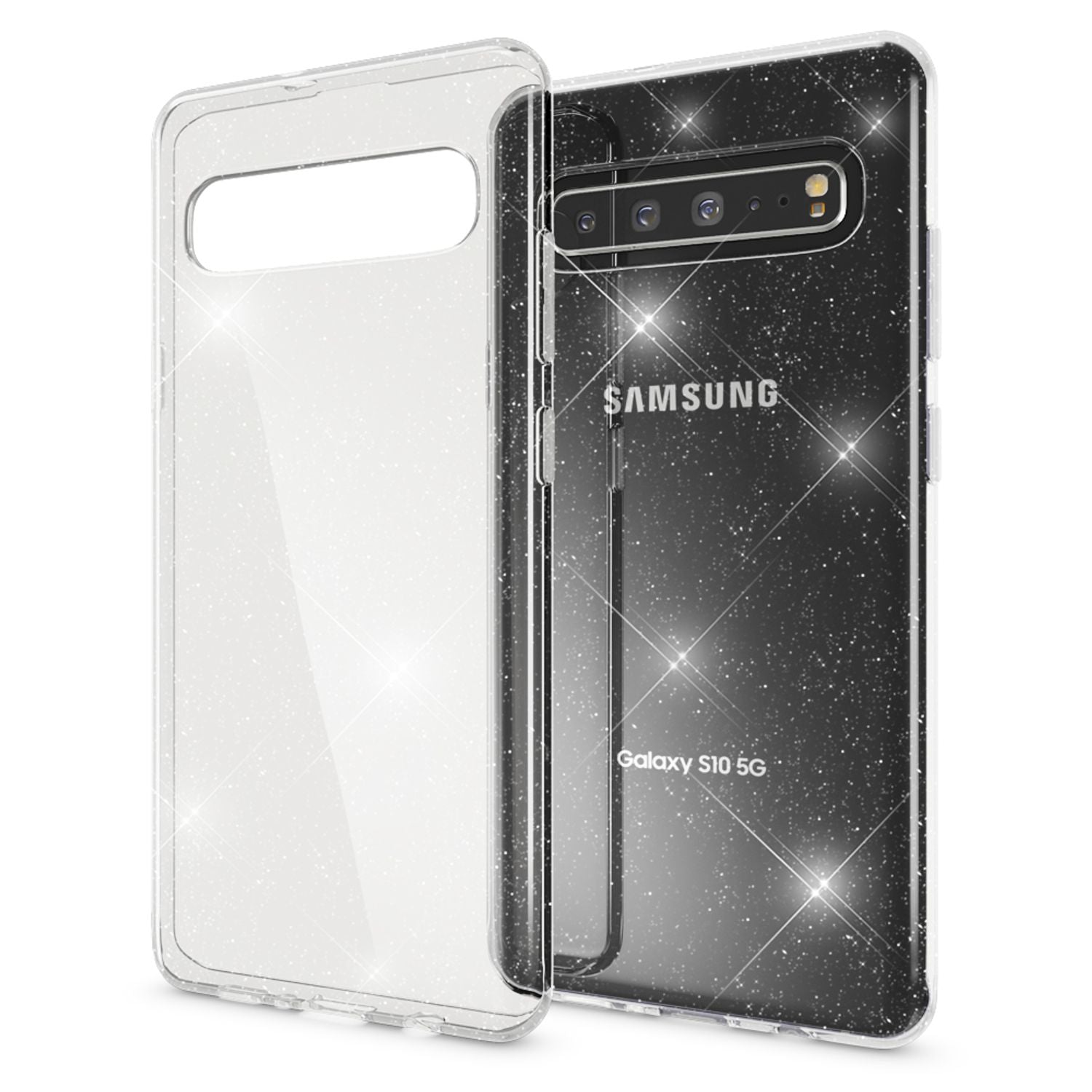 NALIA Glitzer Handy Hülle für Samsung Galaxy S10 5G, Schutz Case Cover Tasche Default Title NALIA Transparente Hülle