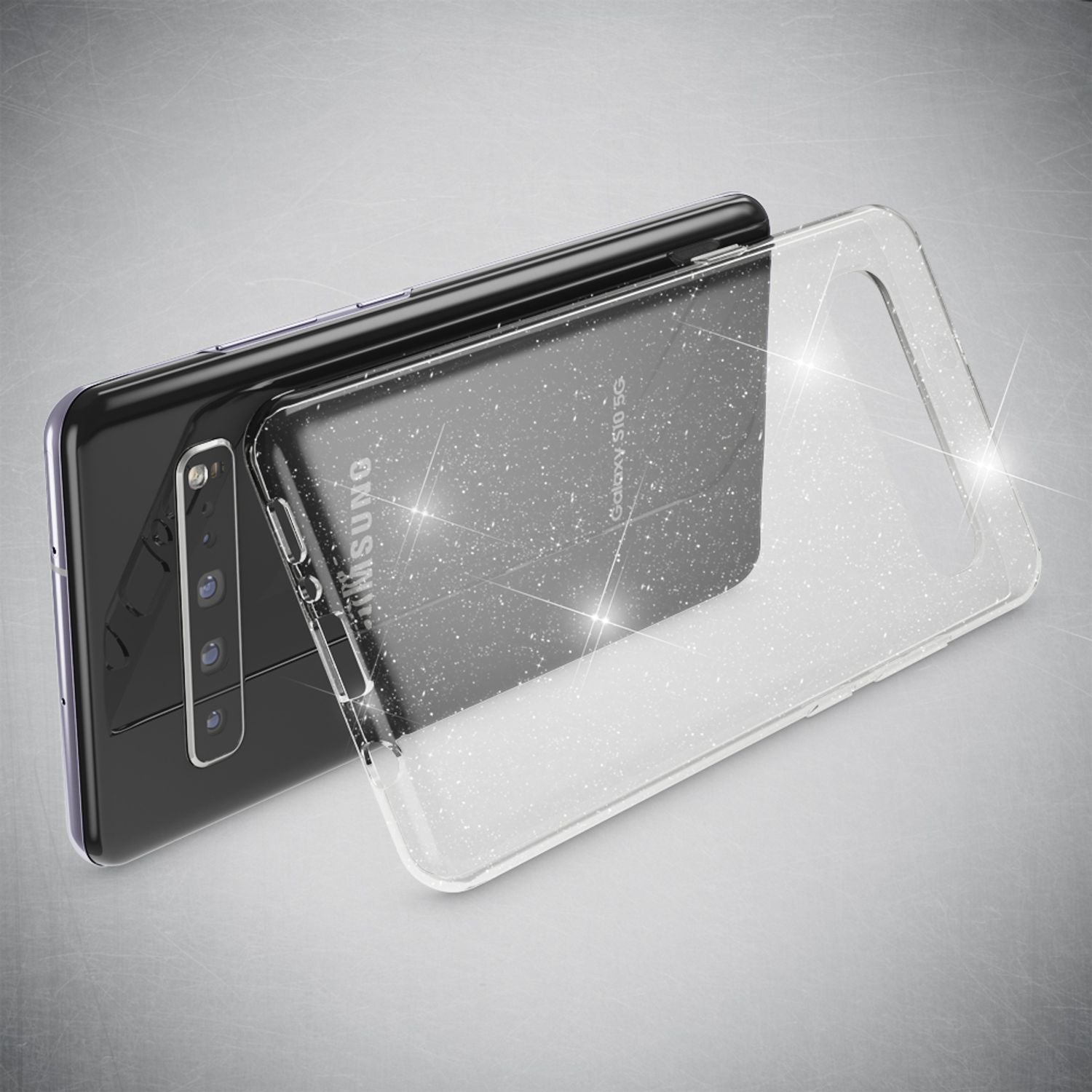 NALIA Glitzer Handy Hülle für Samsung Galaxy S10 5G, Schutz Case Cover Tasche Default Title NALIA Transparente Hülle