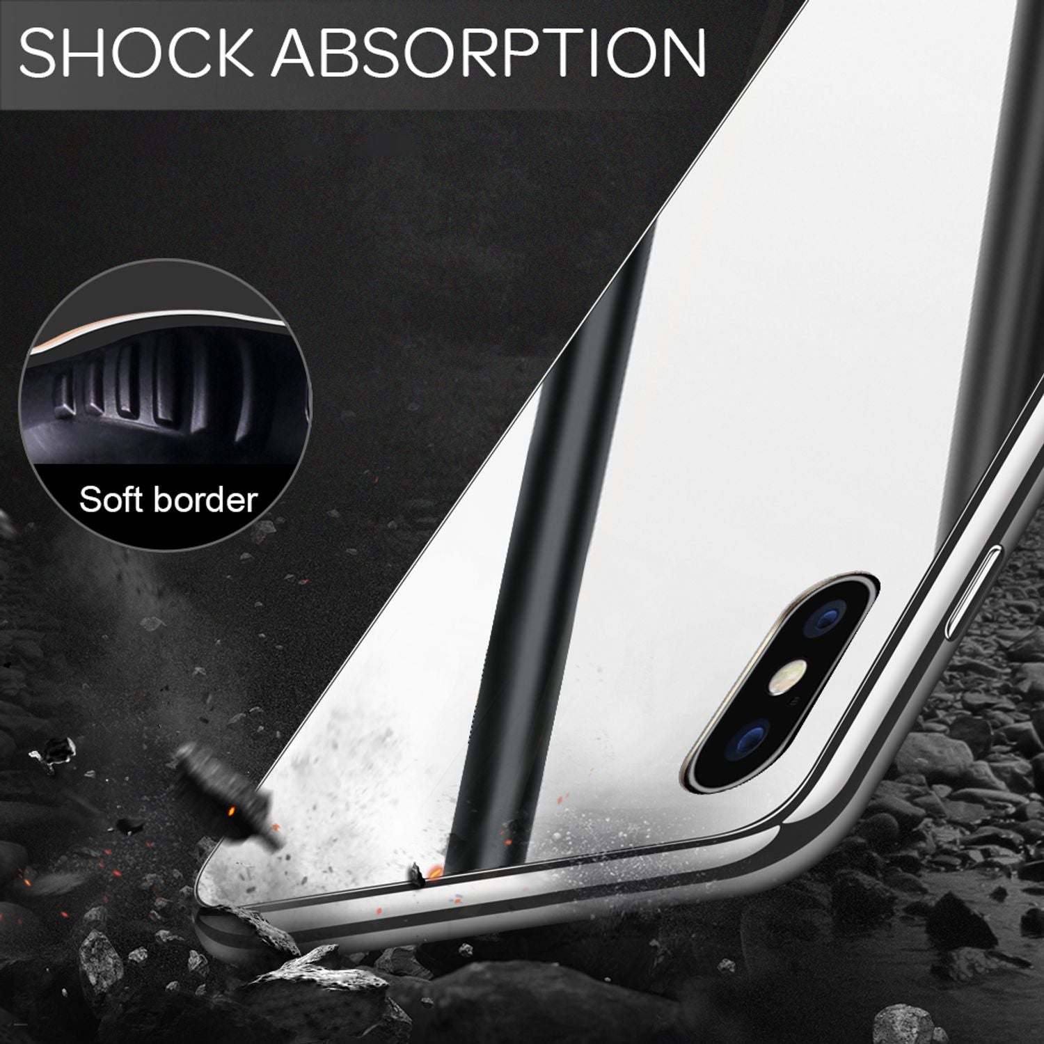 NALIA Spiegel Hart Glas Hülle für iPhone XS Max, Mirror Case 9H Tempered Glass Silber NALIA