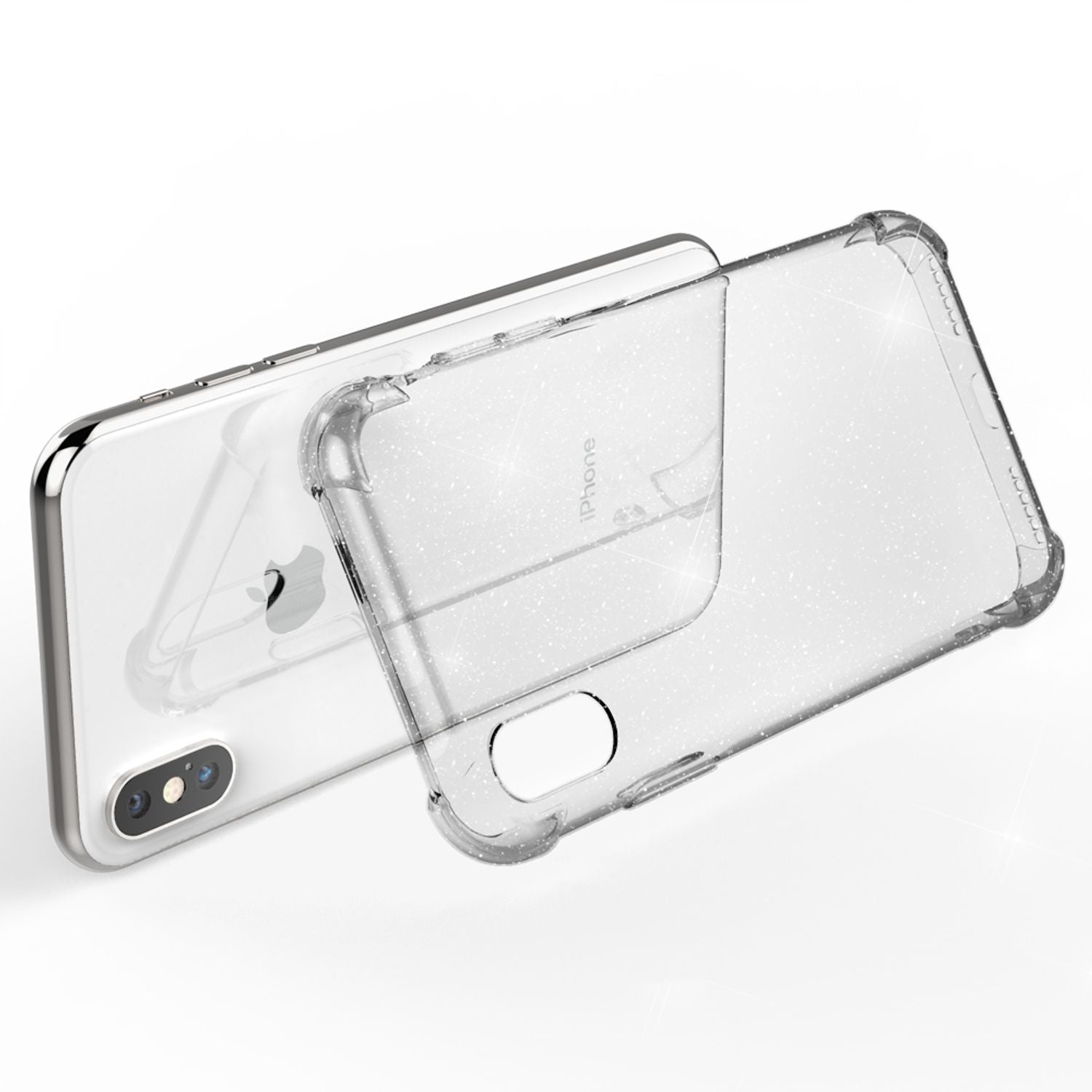 NALIA Glitzer Handy Hülle für iPhone XS Max, Schutz Case Cover Phone Bumper Etui Transparent NALIA