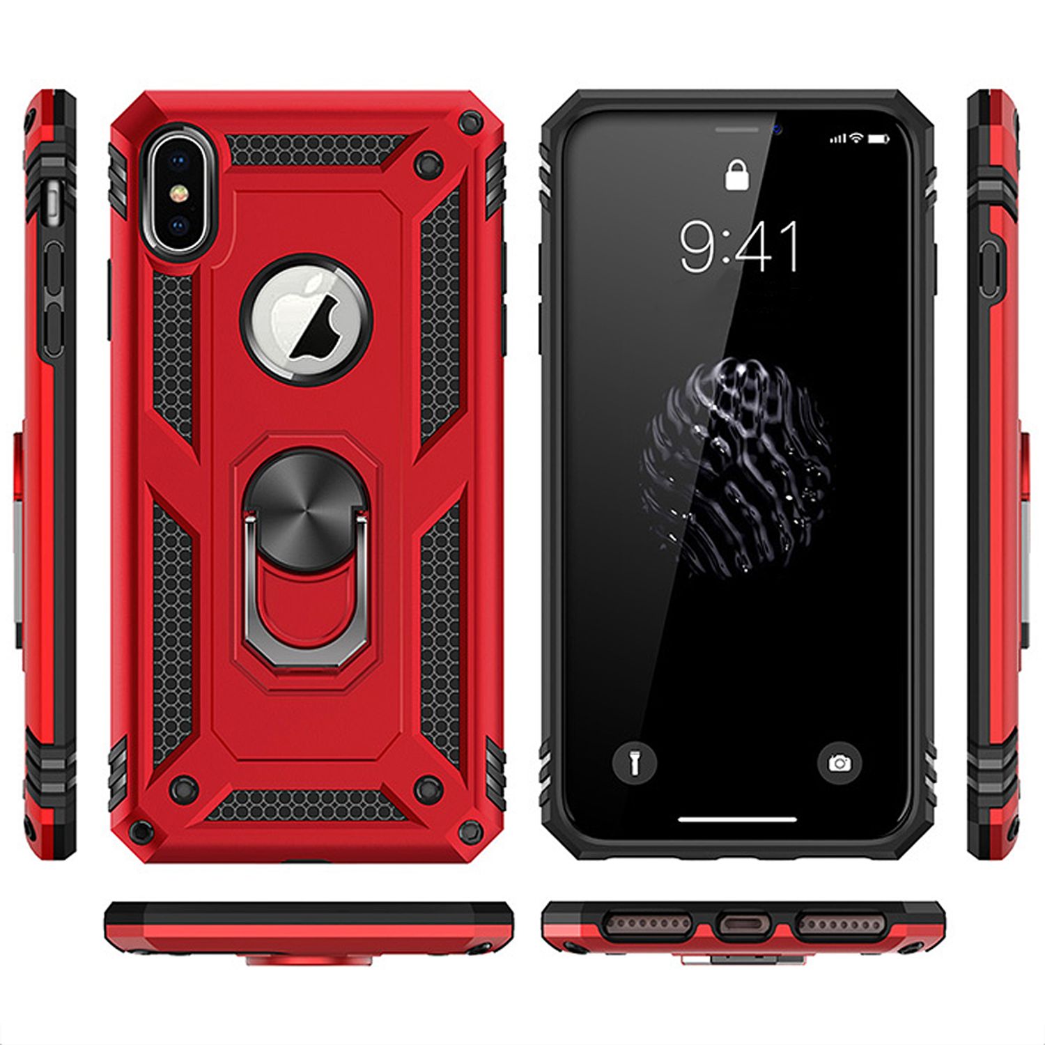 NALIA Ring Handy Hülle für iPhone X XS, 360 Grad Schutz Case Cover Tasche Etui Schwarz NALIA Protective Hülle