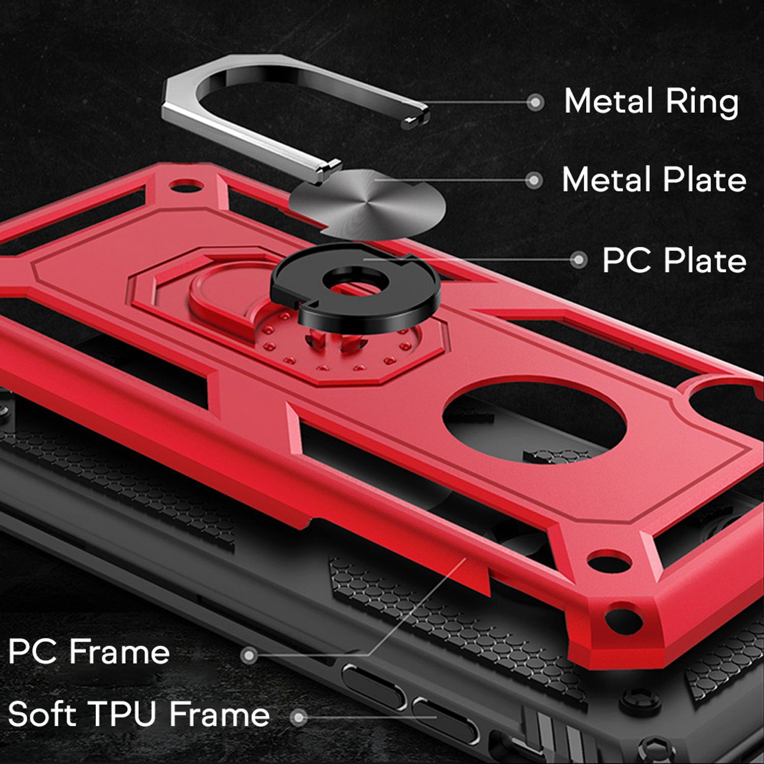 NALIA Ring Handy Hülle für iPhone XS Max, Case Cover Etui Display Schutz Glas Schwarz NALIA Protective Hülle