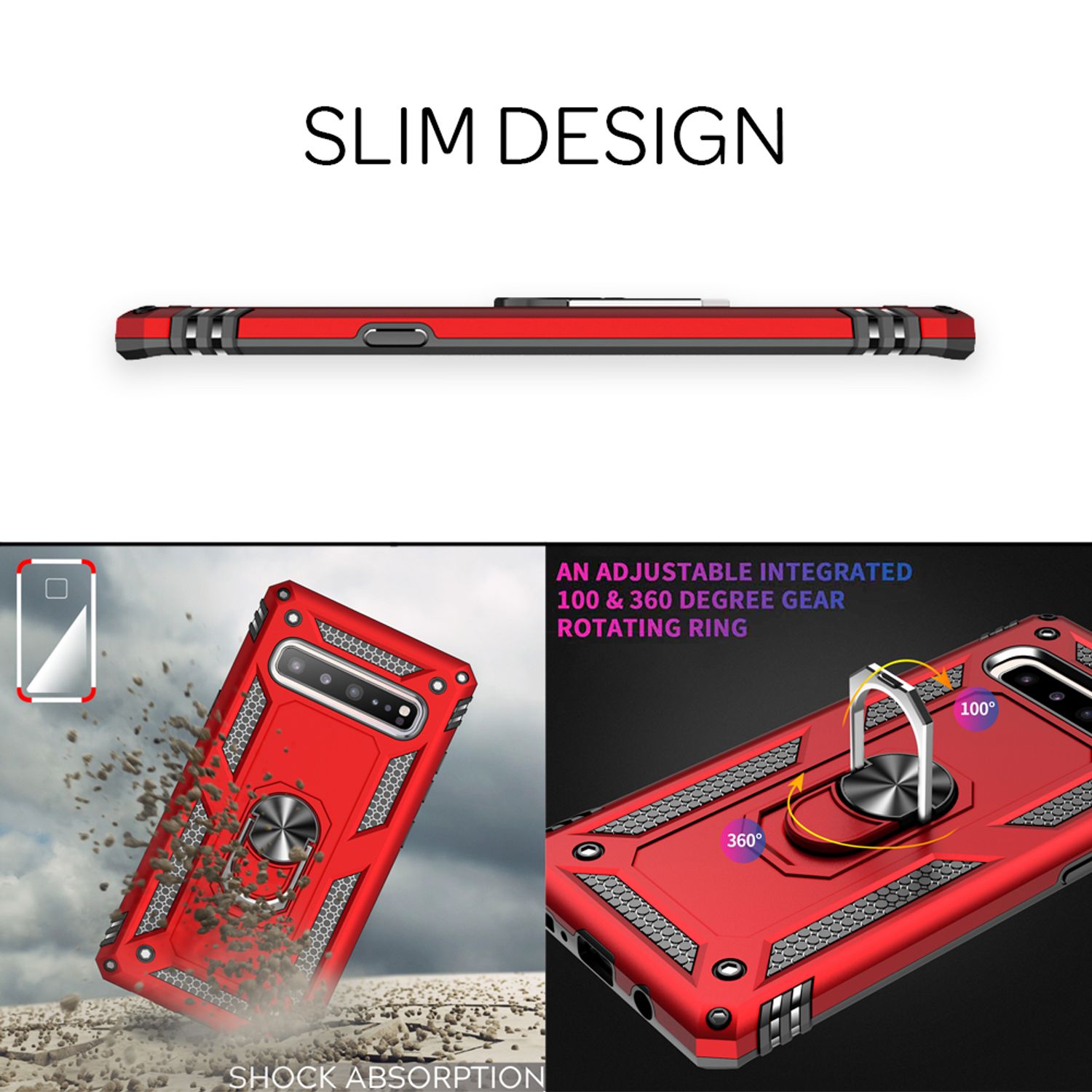 NALIA Ring Handy Hülle für Samsung Galaxy S10 5G, 360 Grad Schutz Case Cover