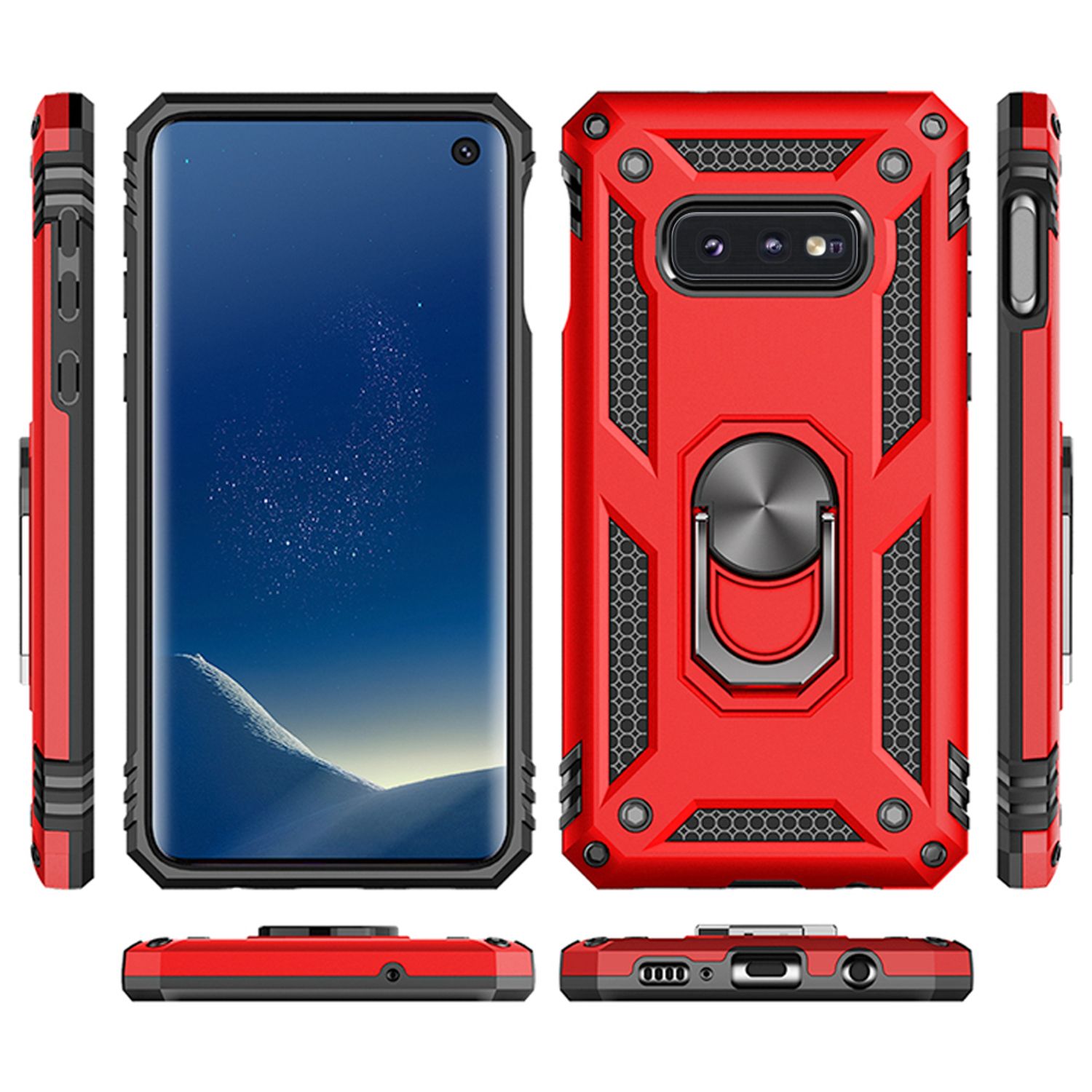 NALIA Ring Handy Hülle für Samsung Galaxy S10e, Case Cover Display Schutz Glas Schwarz NALIA Protective Hülle