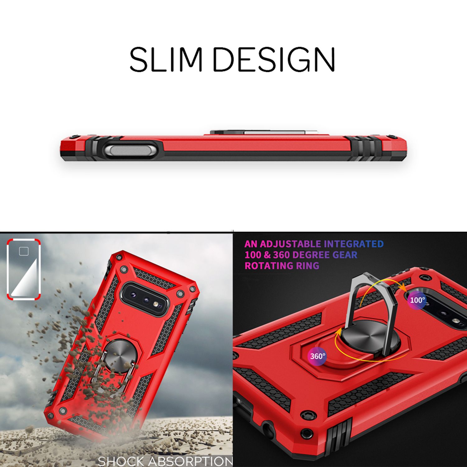 NALIA Ring Handy Hülle für Samsung Galaxy S10e, Case Cover Display Schutz Glas Schwarz NALIA Protective Hülle