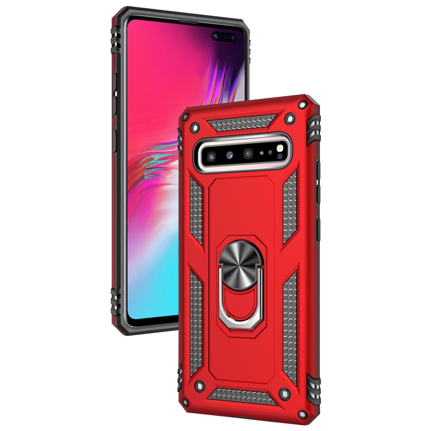 NALIA Ring Handy Hülle für Samsung Galaxy S10 5G, Case Cover Display Schutz Glas