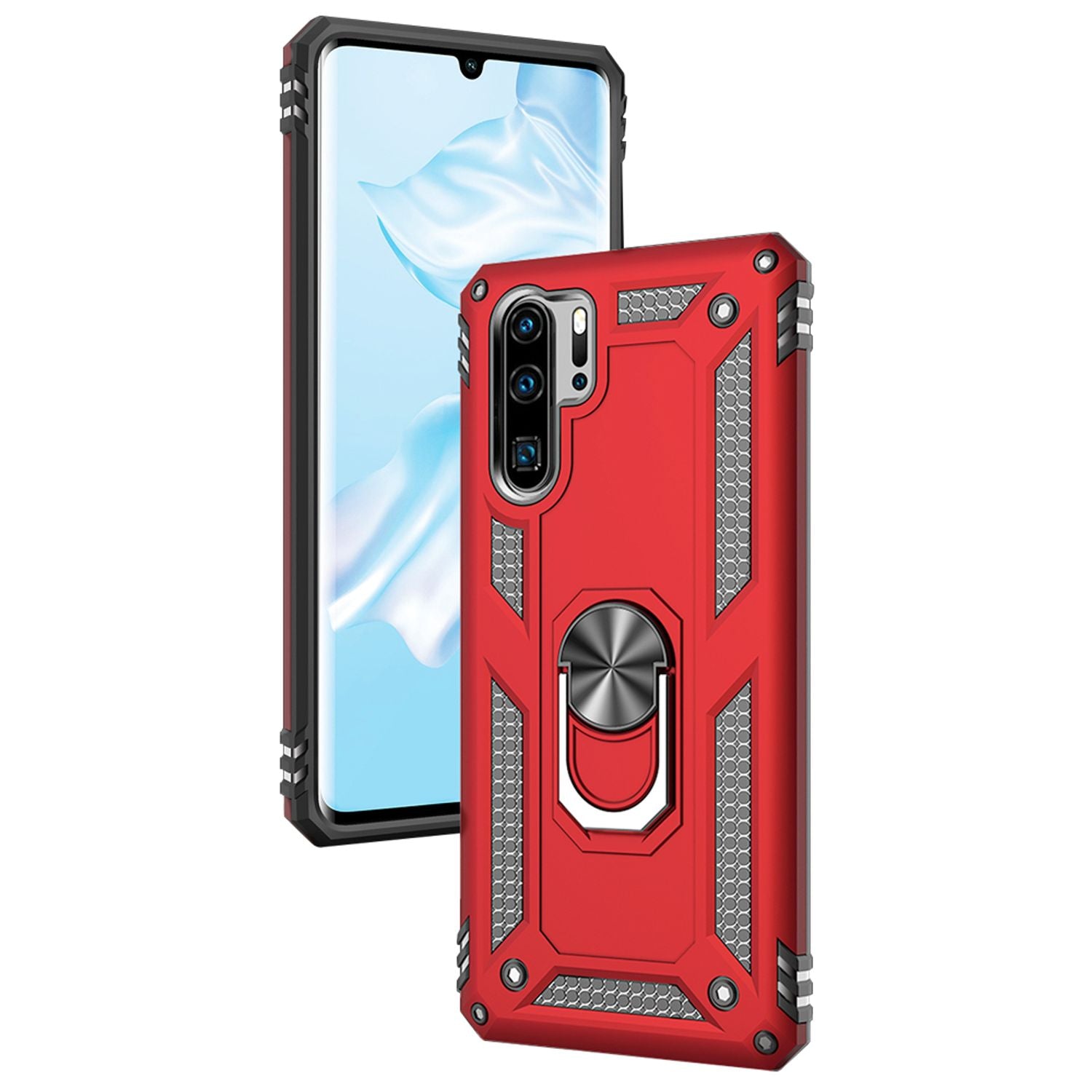 NALIA Ring Handy Hülle für Huawei P30 Pro, 360 Grad Schutz Case Cover Bumper