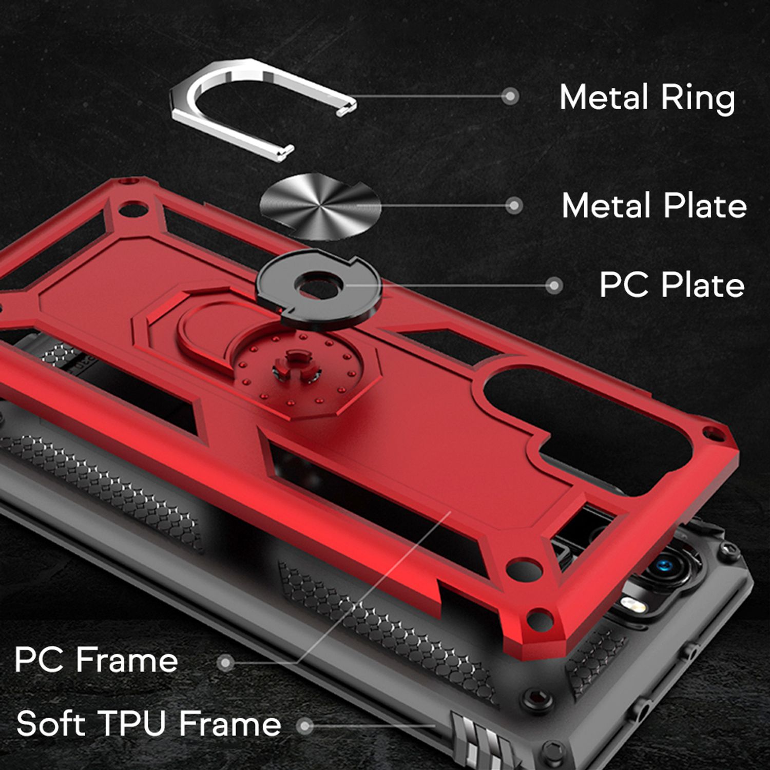 NALIA Ring Handy Hülle für Huawei P30 Pro, 360 Grad Schutz Case Cover Bumper