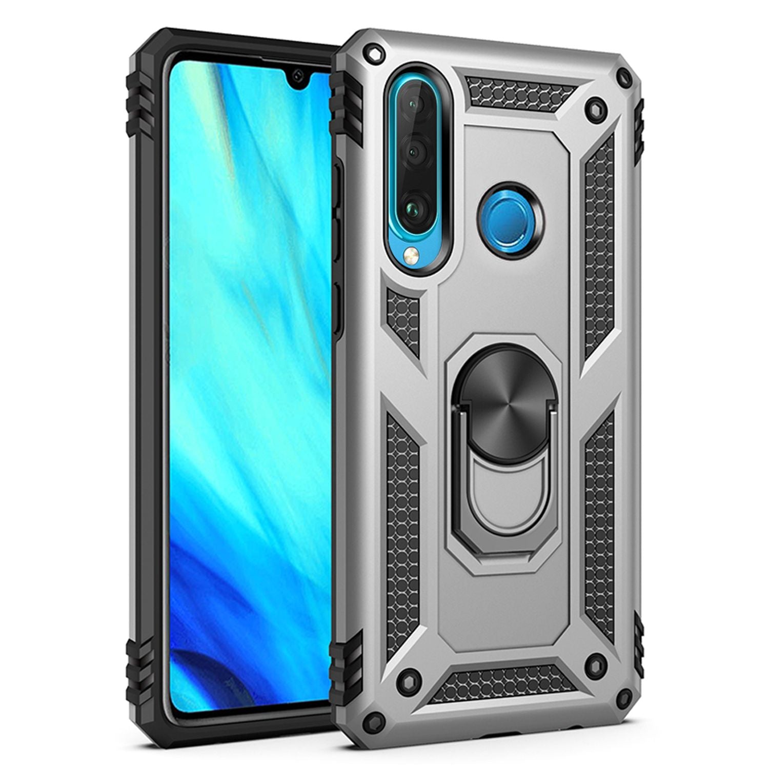 NALIA Ring Handy Hülle für Huawei P30 Lite, 360 Grad Schutz Case Cover Bumper Schwarz NALIA Outdoor Hülle