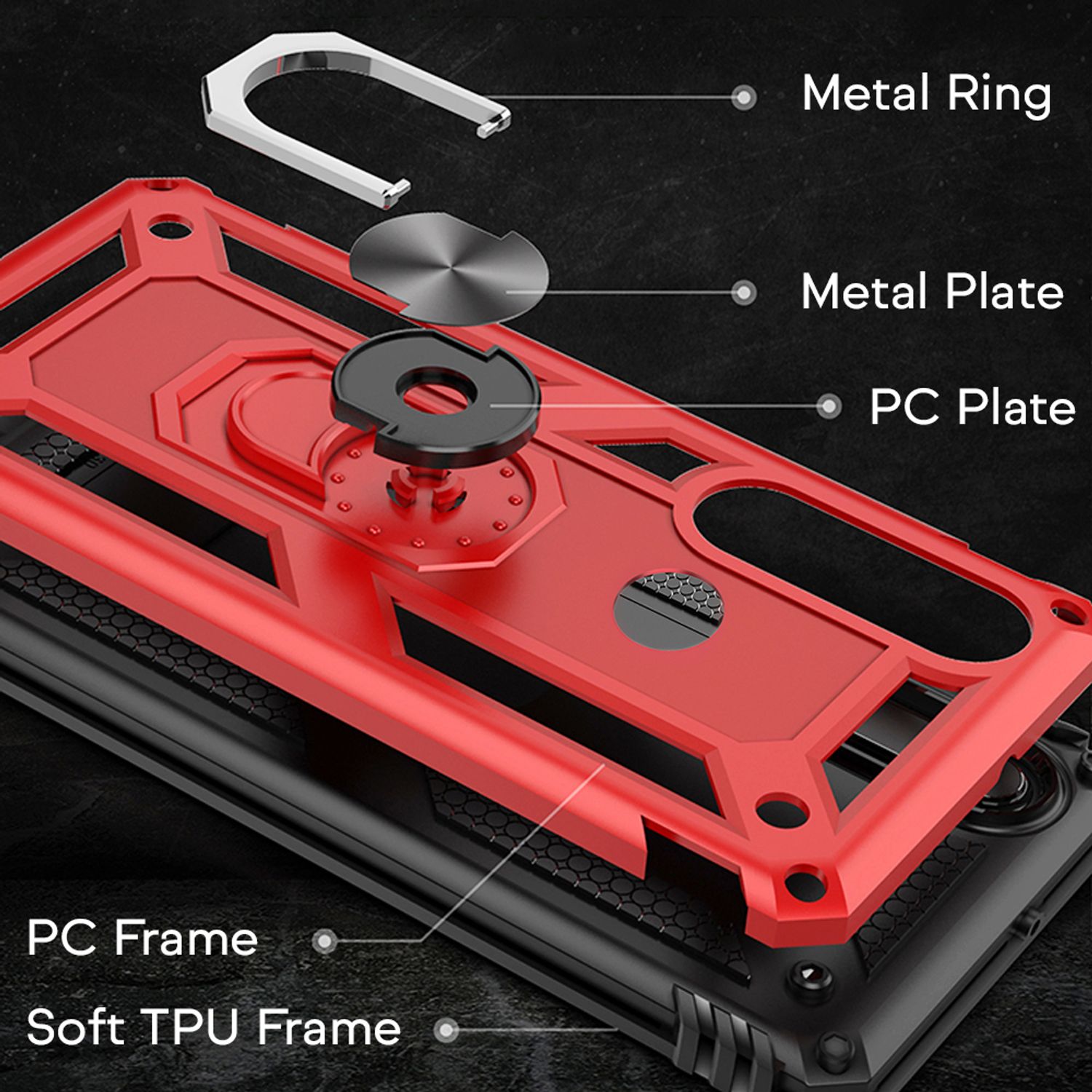 NALIA Ring Handy Hülle für Huawei P30 Lite, 360 Grad Schutz Case Cover Bumper Schwarz NALIA Outdoor Hülle