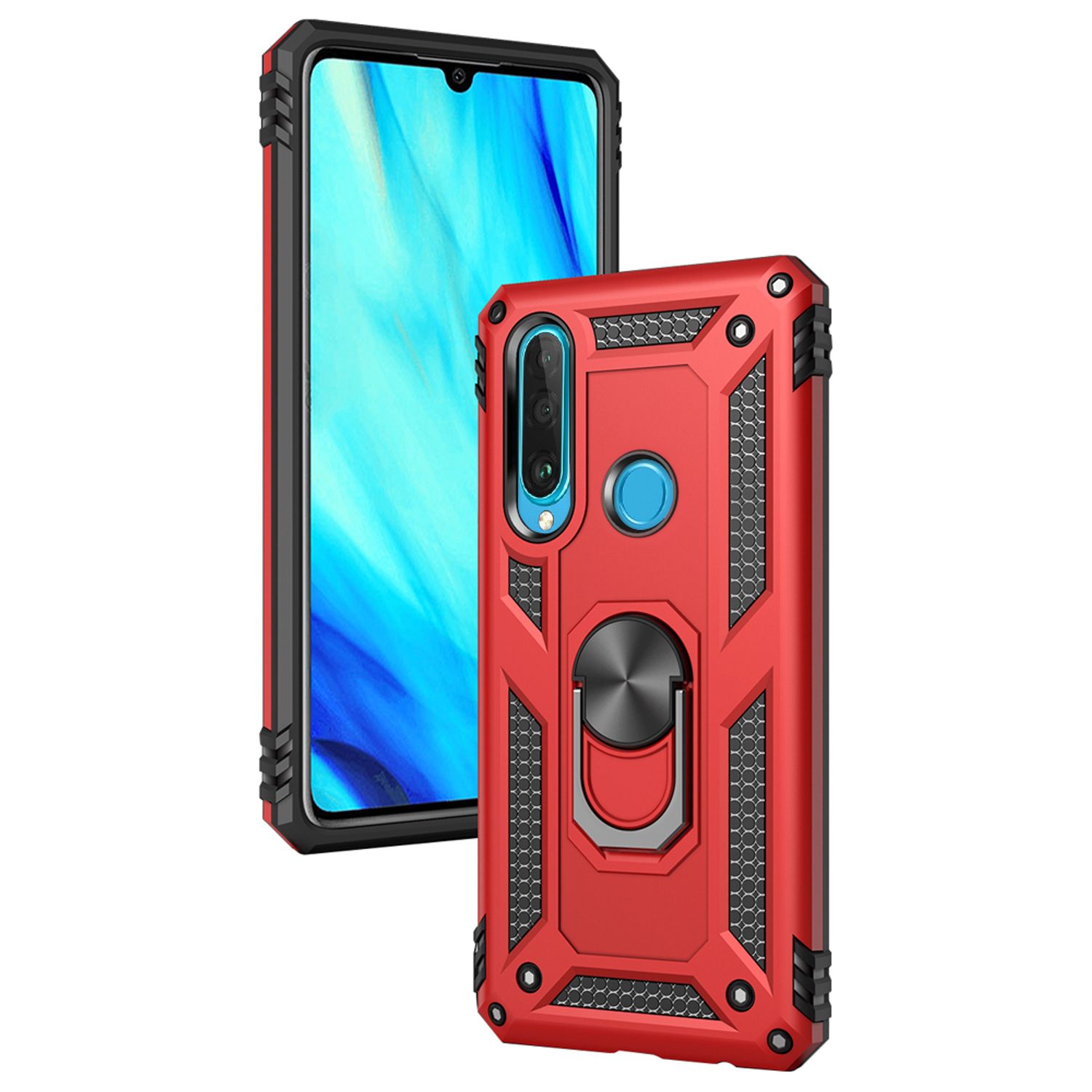 NALIA Ring Handy Hülle für Huawei P30 Lite, 360 Grad Schutz Case Cover Bumper Schwarz NALIA Outdoor Hülle