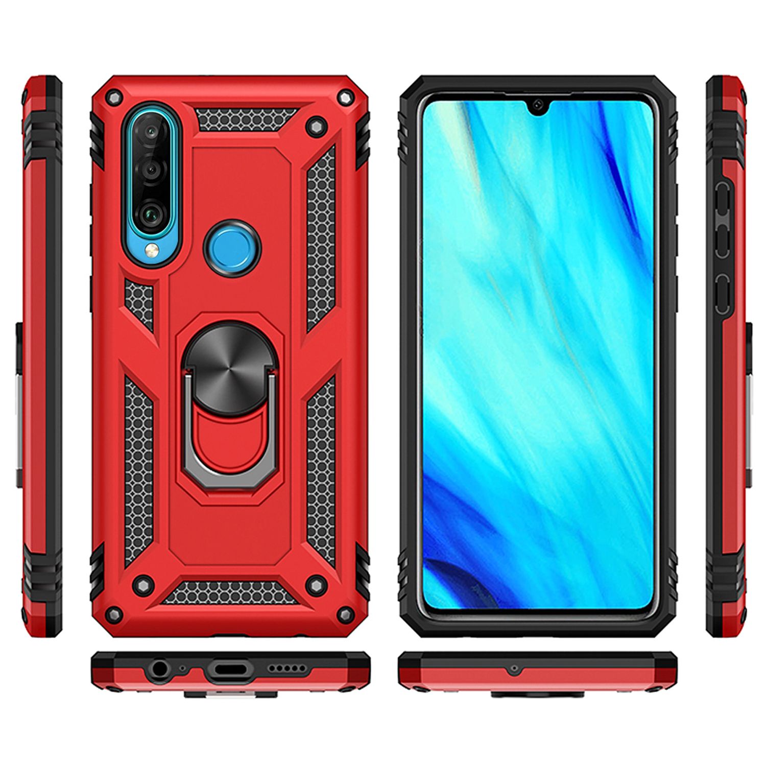 NALIA Ring Handy Hülle für Huawei P30 Lite, 360 Grad Schutz Case Cover Bumper Schwarz NALIA Outdoor Hülle