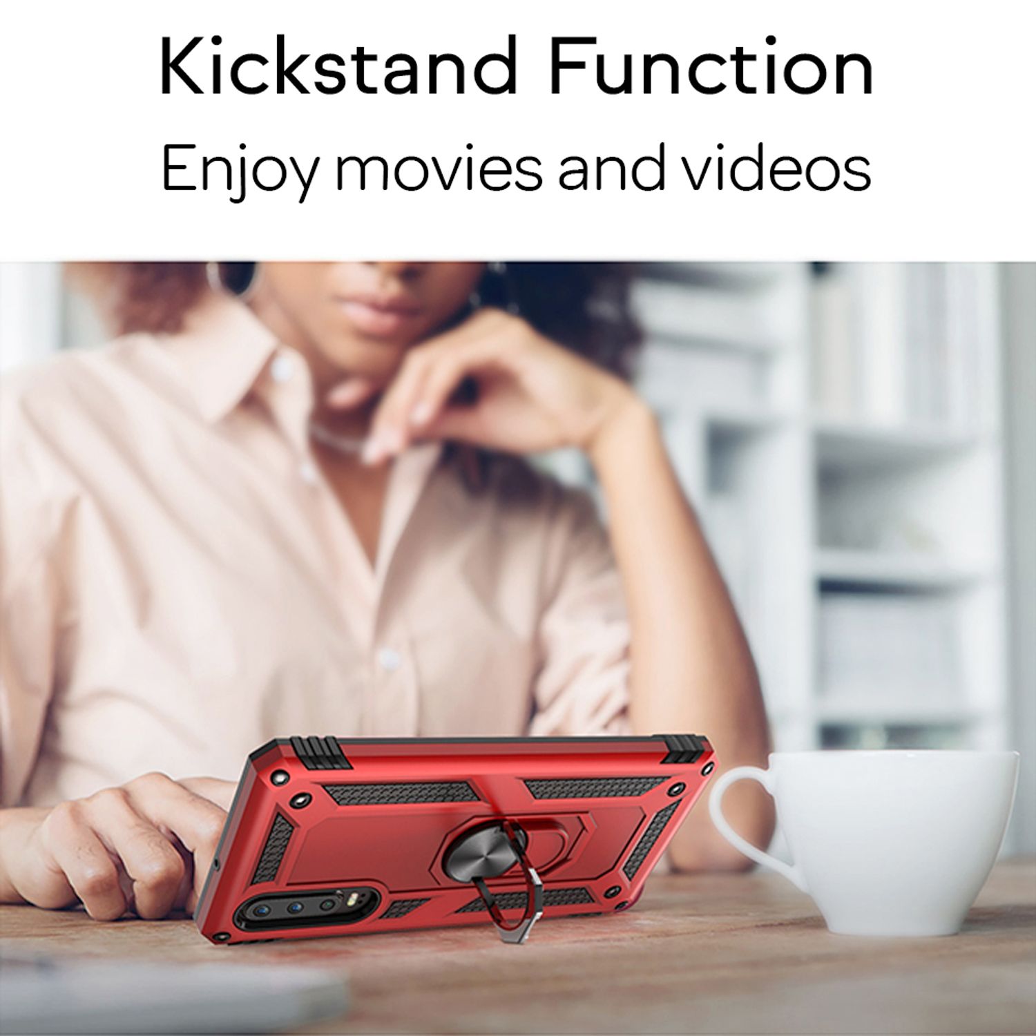 NALIA Ring Handy Hülle für Huawei P30, Case Cover Bumper Display Schutz Glas Schwarz NALIA Outdoor Hülle