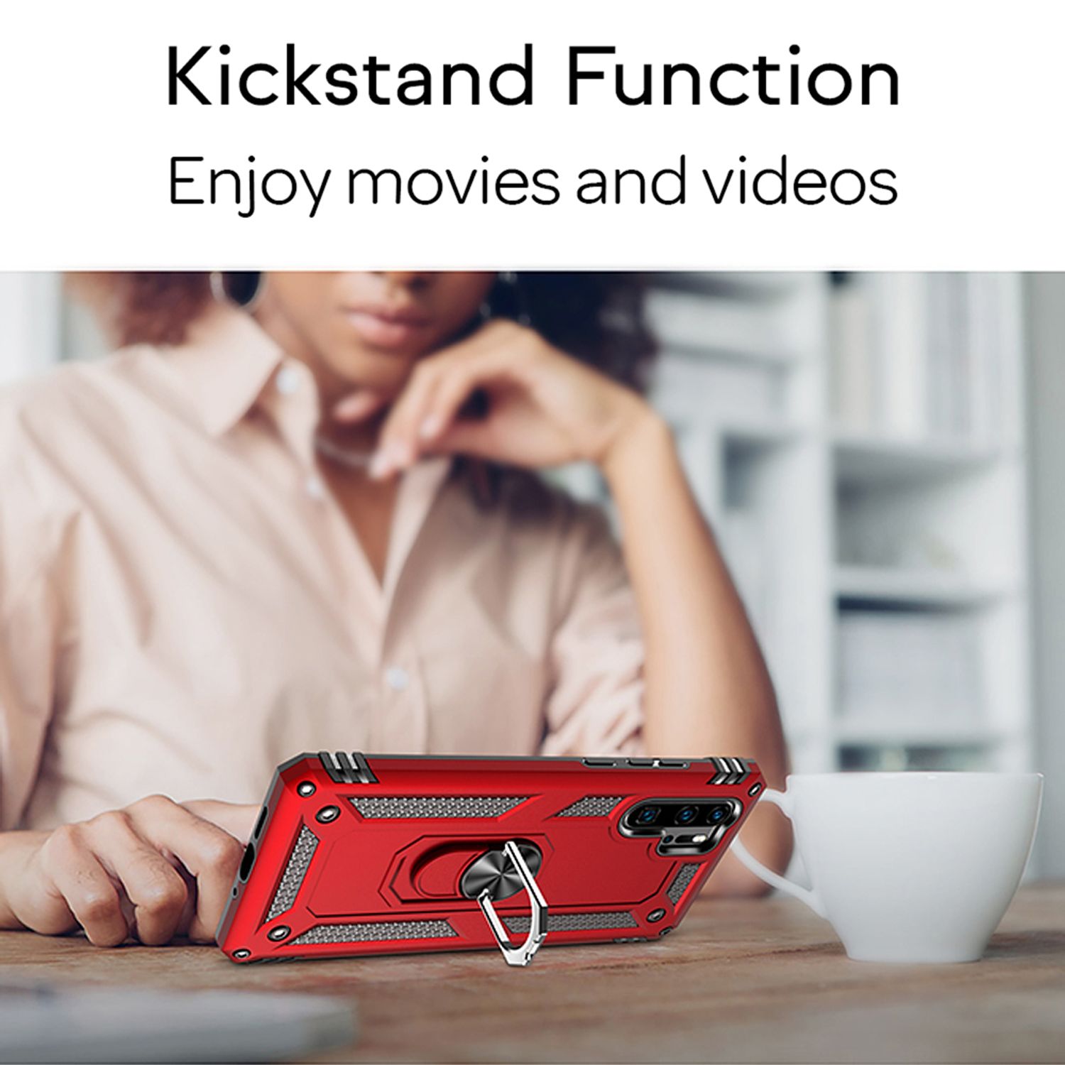 NALIA Ring Handy Hülle für Huawei P30 Pro, Case Cover Etui Display Schutz Glas Schwarz NALIA Protective Hülle