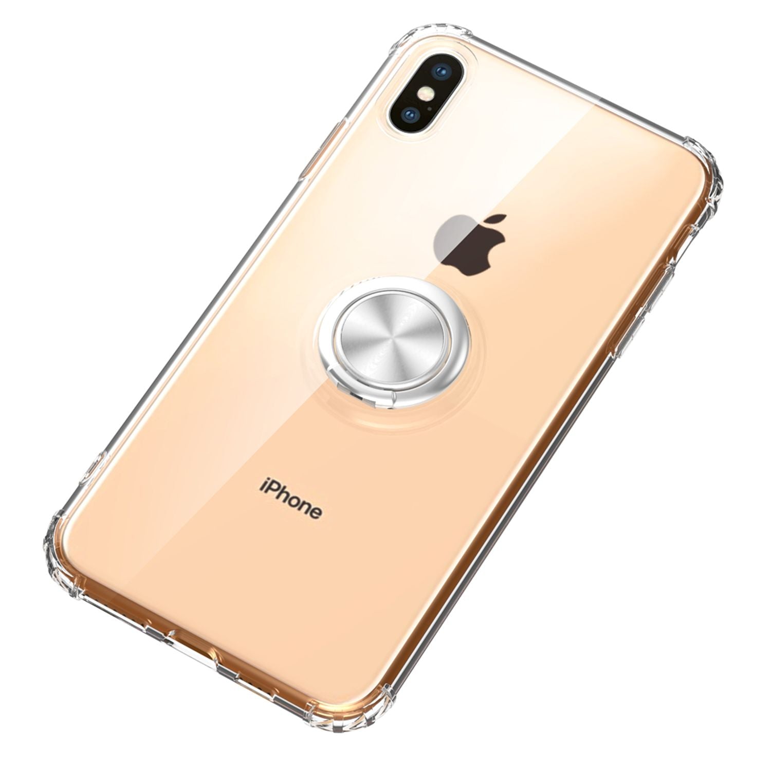 NALIA Pop-Up Ring Hülle für iPhone X/XS, 360° Handy Schutz Case Cover Tasche TPU Transparent NALIA