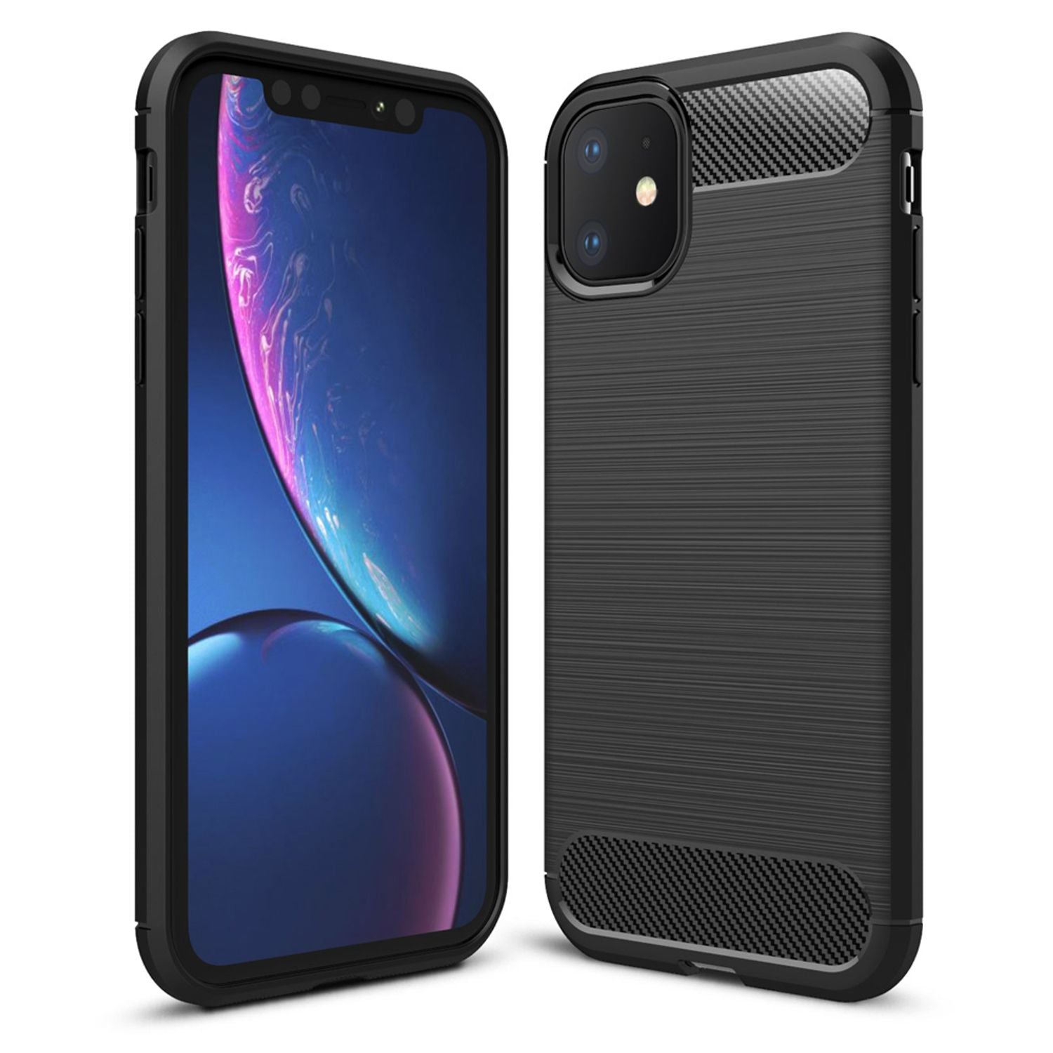 NALIA Handyhülle für Apple iPhone 11 Hülle, Karbon Optik Stylische Handyhülle Schwarz NALIA Protective Hülle