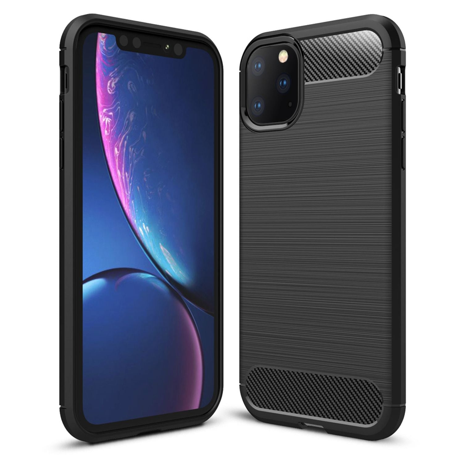 NALIA Handyhülle für Apple iPhone 11 Pro Max Hülle, Karbon Stylische Handyhülle Schwarz NALIA Protective Hülle