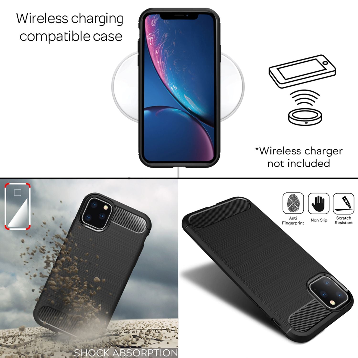NALIA Handyhülle für Apple iPhone 11 Pro Max Hülle, Karbon Stylische Handyhülle Schwarz NALIA Protective Hülle