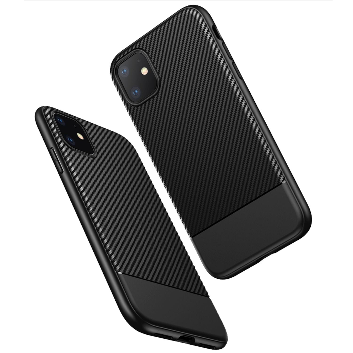 NALIA Carbon Look Handy Hülle für iPhone 11, TPU Case Cover Bumper Schutz
