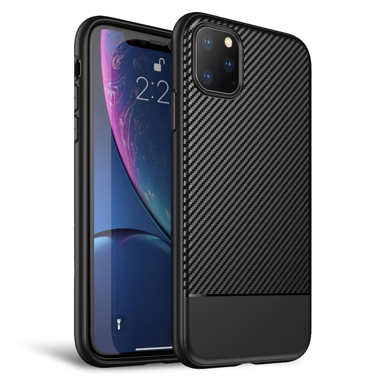 NALIA Carbon Look Handy Hülle für iPhone11 Pro Max, TPU Case Cover Bumper Schutz Default Title NALIA Protective Hülle