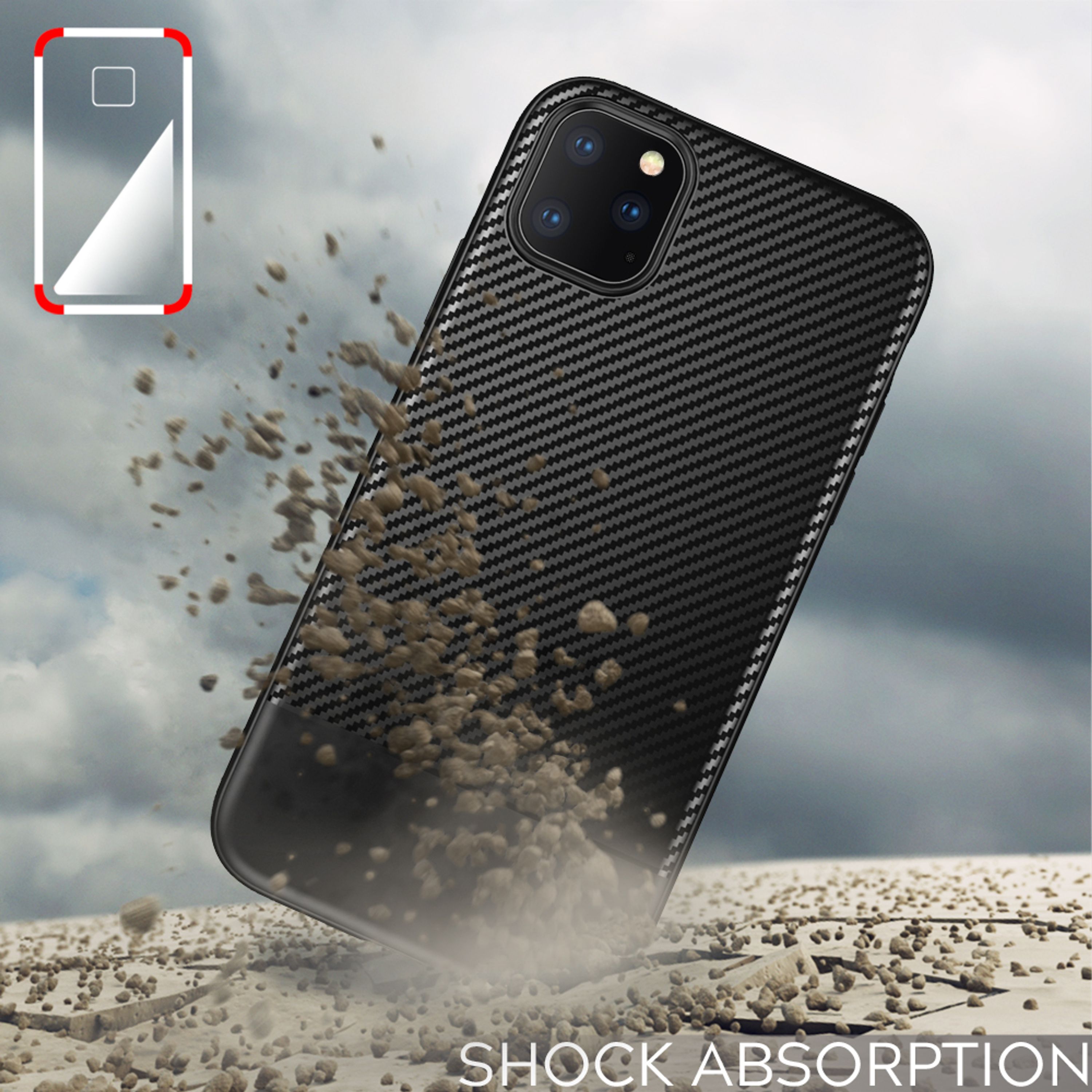 NALIA Carbon Look Handy Hülle für iPhone11 Pro, TPU Case Cover Bumper Schutz Default Title NALIA Protective Hülle