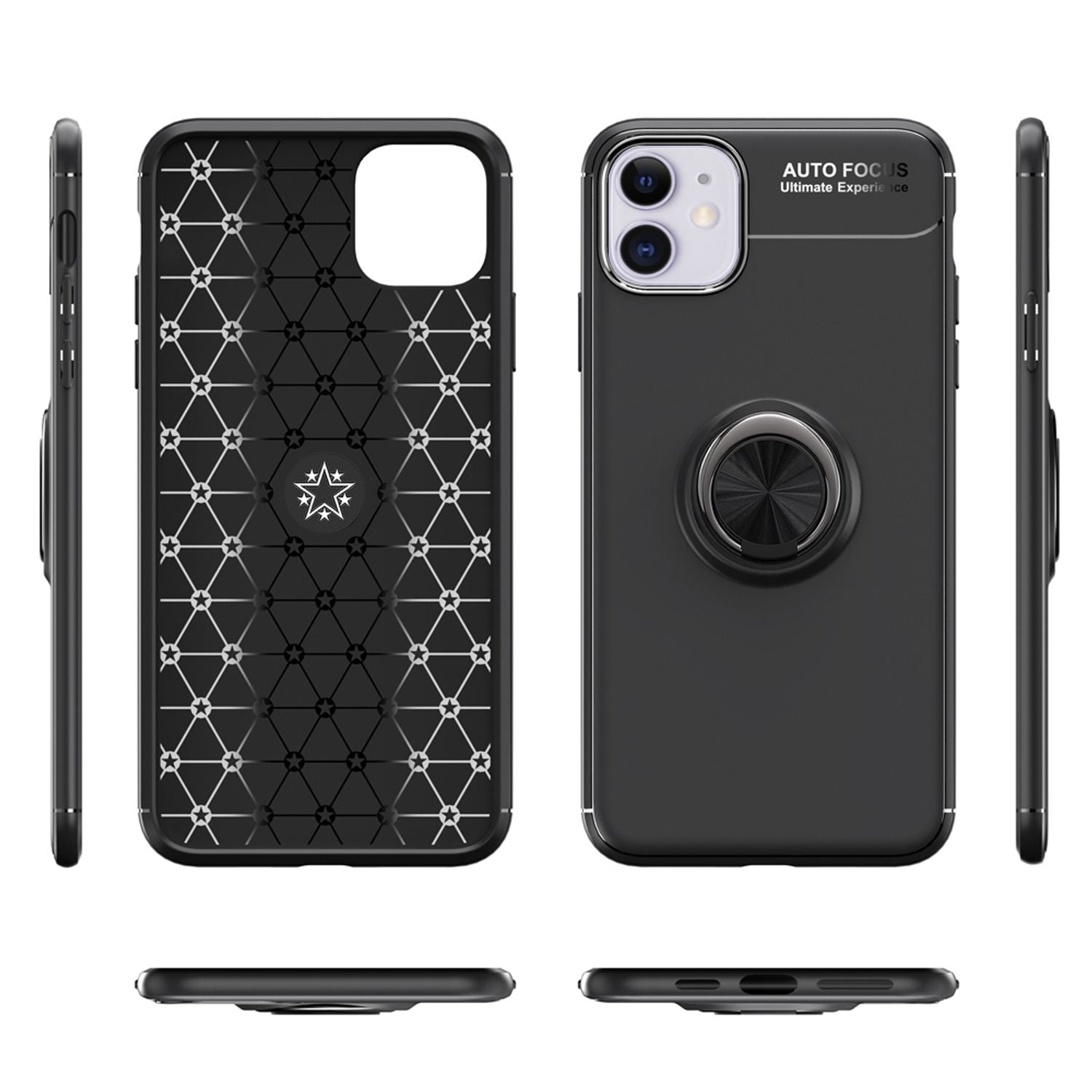 NALIA Ring Handyhülle für iPhone 11, Schutz Cover Magnetisch Silikon Case Bumper Etui Schwarz NALIA Protective Hülle