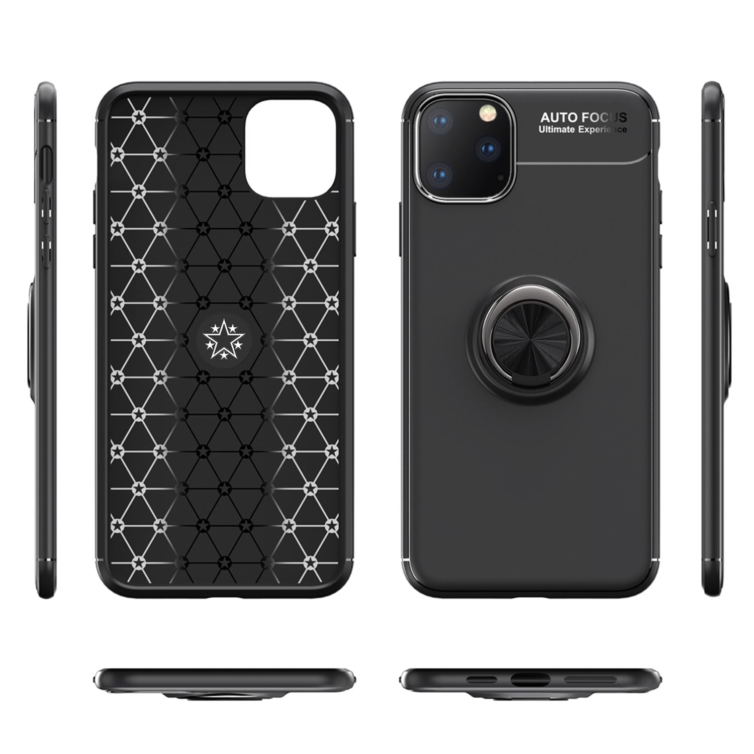 NALIA Ring Hülle für iPhone 11 Pro, Schutz Cover Magnetisch Silikon Case Bumper Schwarz NALIA Protective Hülle