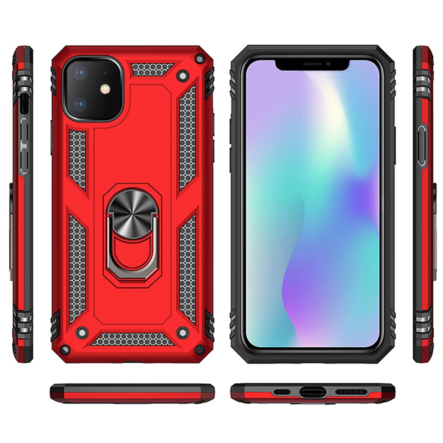 NALIA Ring Handy Hülle für iPhone 11, 360 Grad Schutz Case Cover Tasche Etui Schwarz NALIA Outdoor Hülle