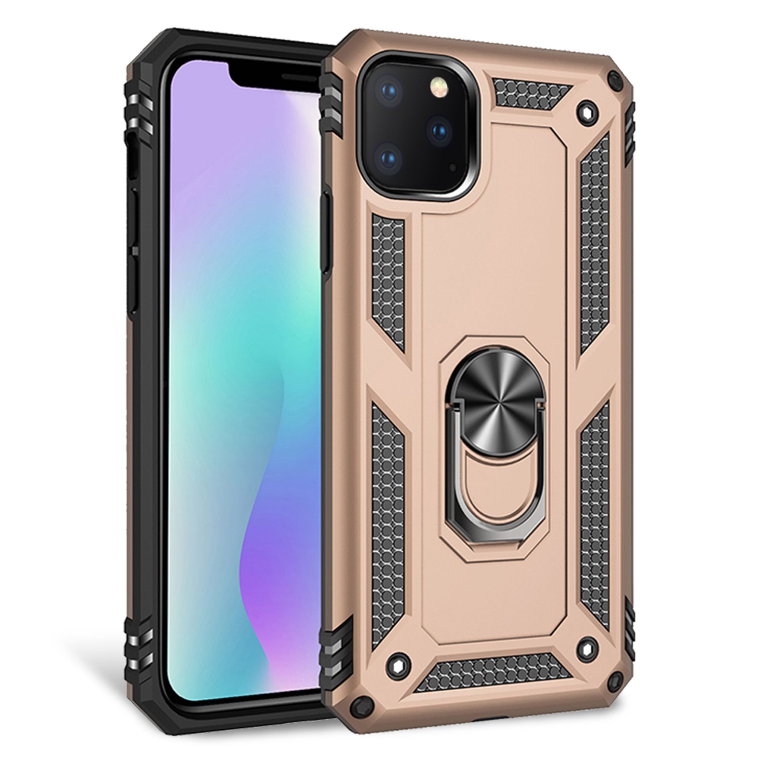 NALIA Ring Handy Hülle für iPhone 11 Pro Max, 360 Grad Schutz Case Cover Tasche Gold NALIA Protective Hülle