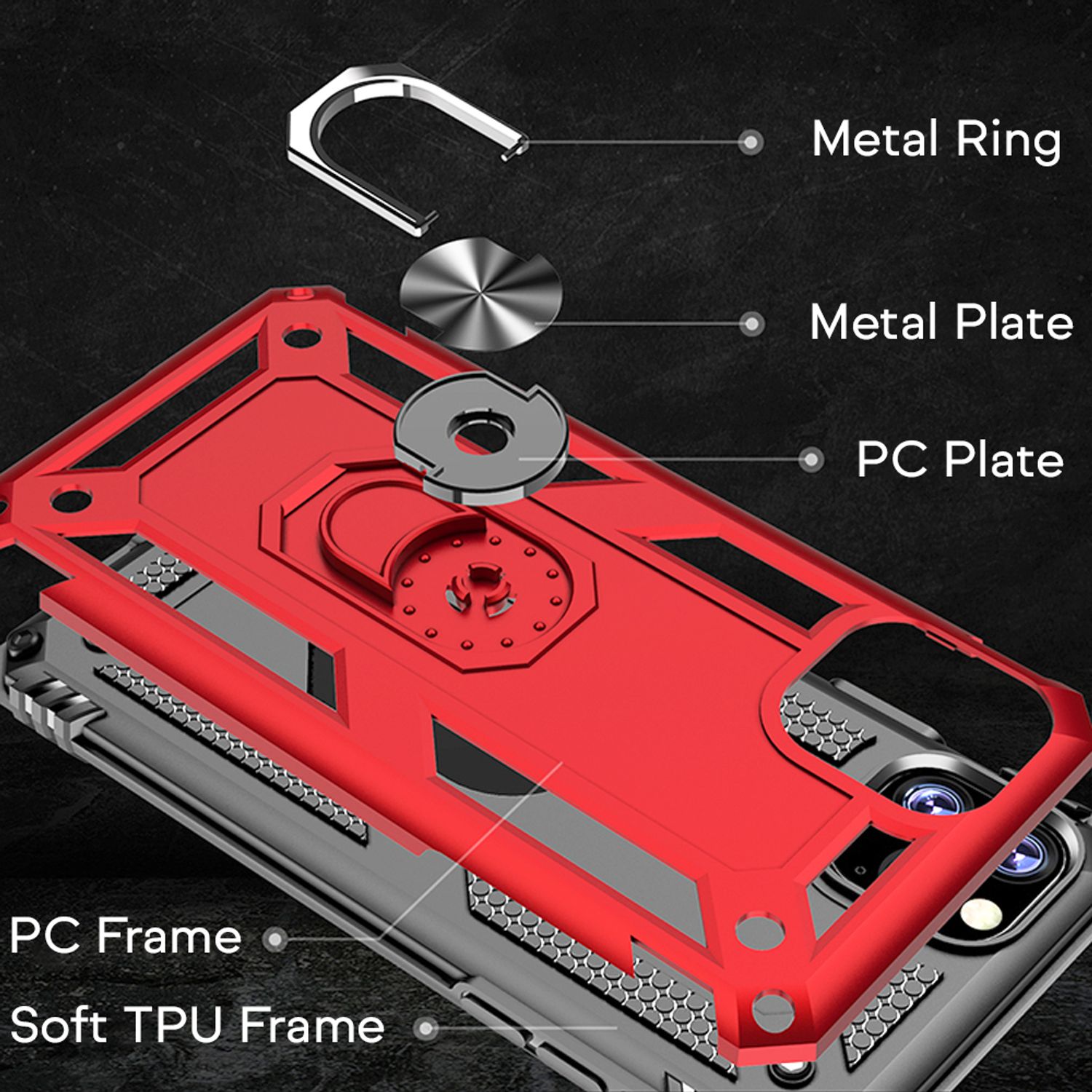 NALIA Ring Handy Hülle für iPhone 11 Pro Max, 360 Grad Schutz Case Cover Tasche Schwarz NALIA Protective Hülle