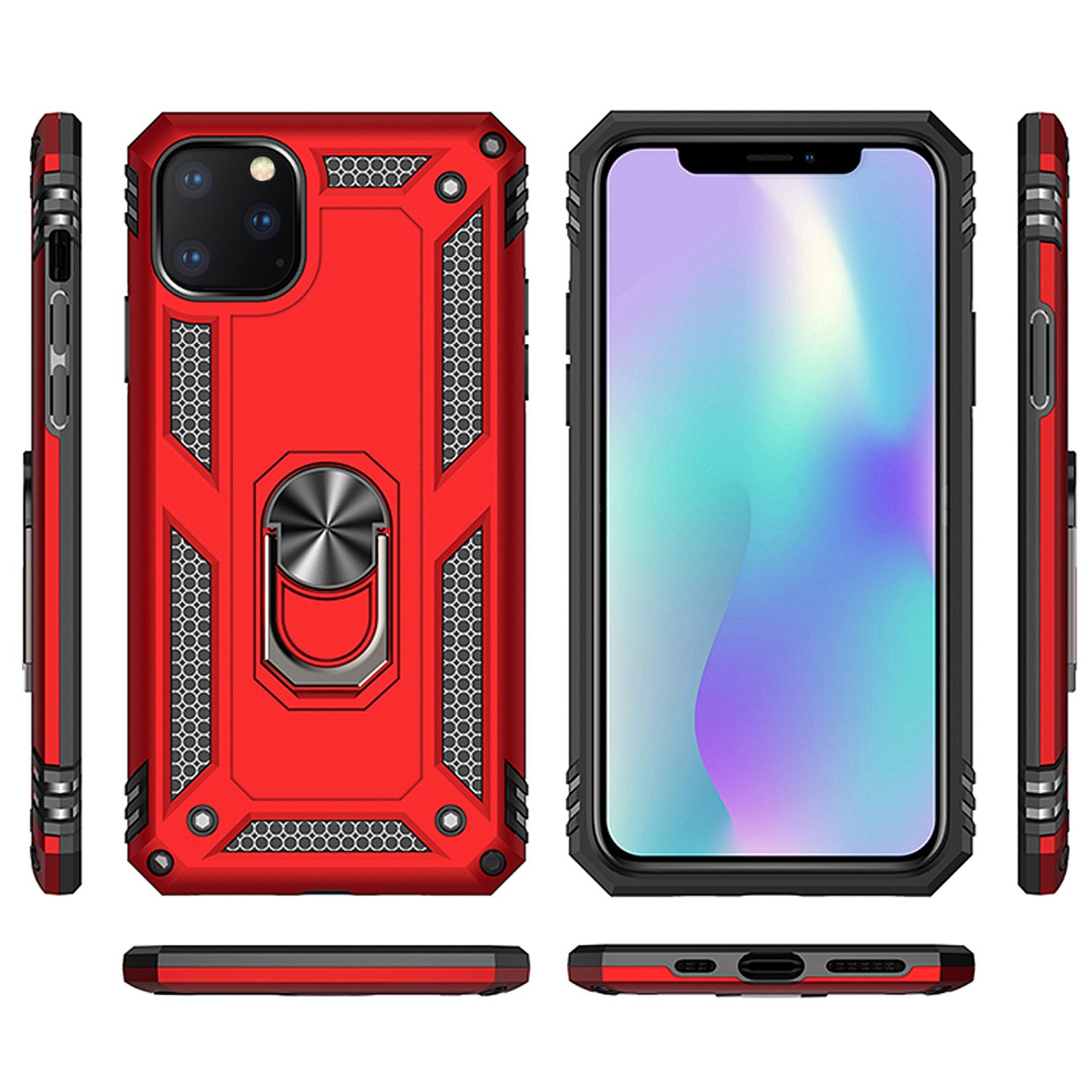 NALIA Ring Handy Hülle für iPhone 11 Pro Max, 360 Grad Schutz Case Cover Tasche Schwarz NALIA Protective Hülle