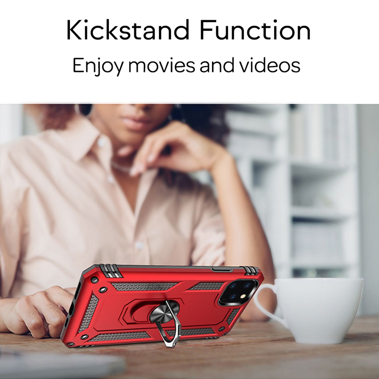 NALIA Ring Handy Hülle für iPhone 11 Pro, Schutz Case Cover Tasche Etui Bumper Schwarz NALIA Protective Hülle