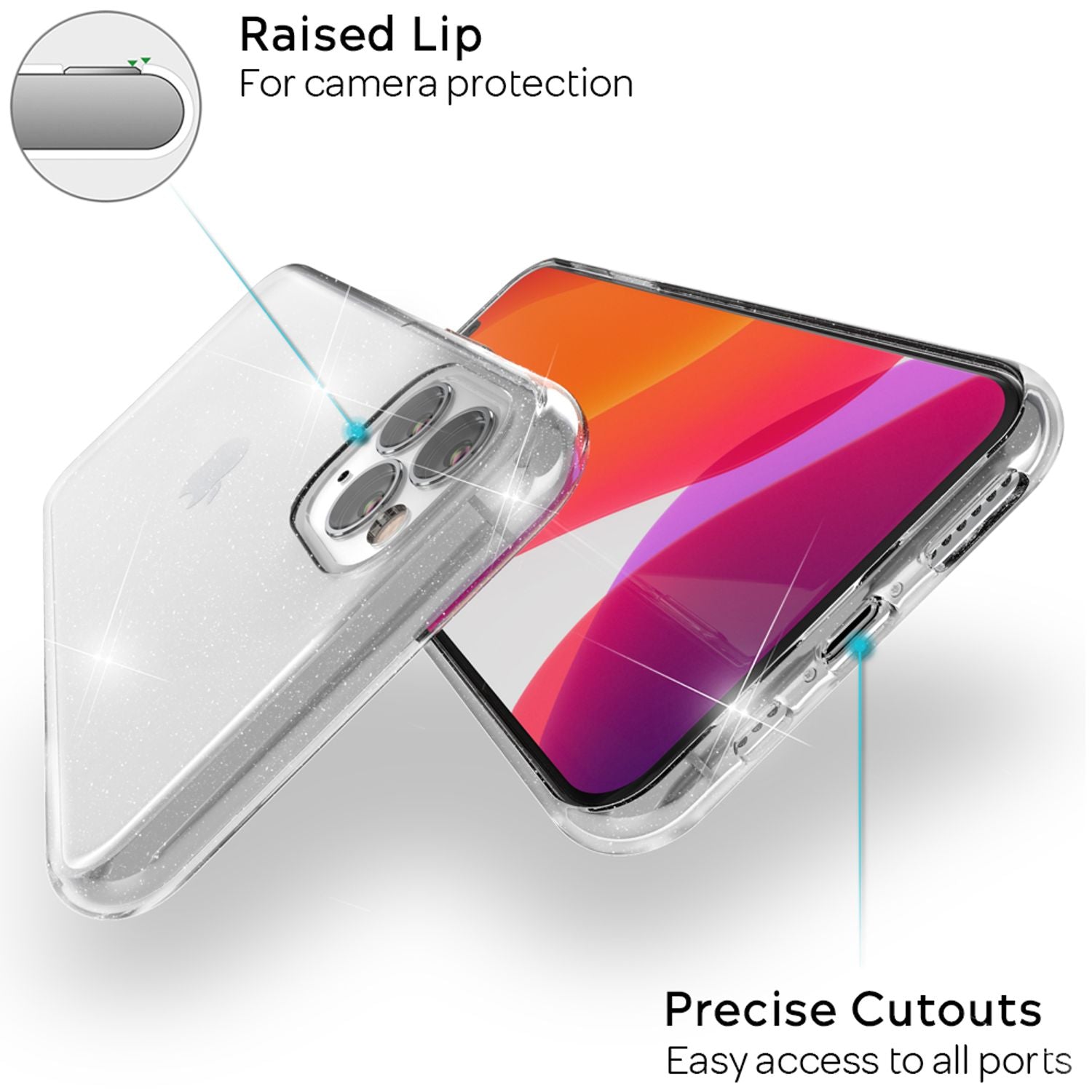 NALIA Glitzer Handy Hülle für iPhone 11 Pro Max, Schutz Case Cover Tasche Bumper