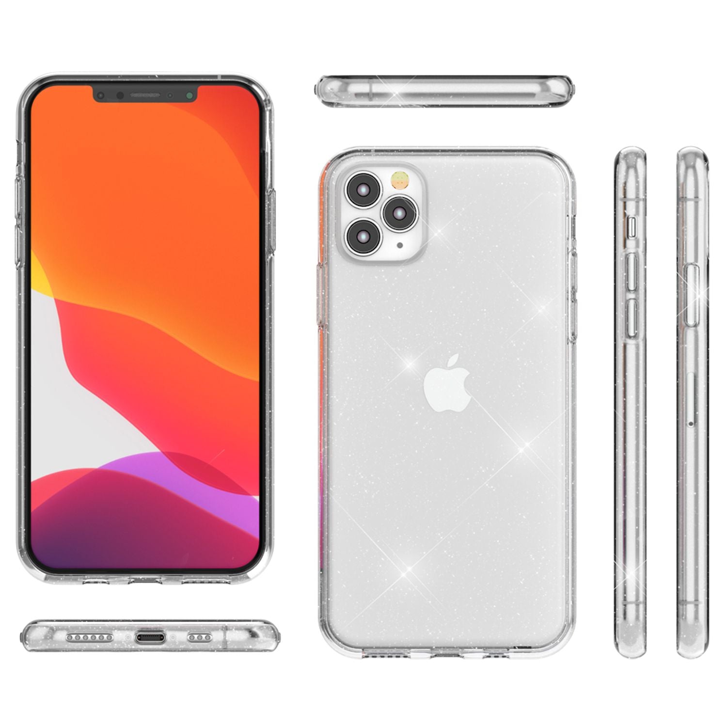 NALIA Glitzer Handy Hülle für iPhone 11 Pro Max, Schutz Case Cover Tasche Bumper