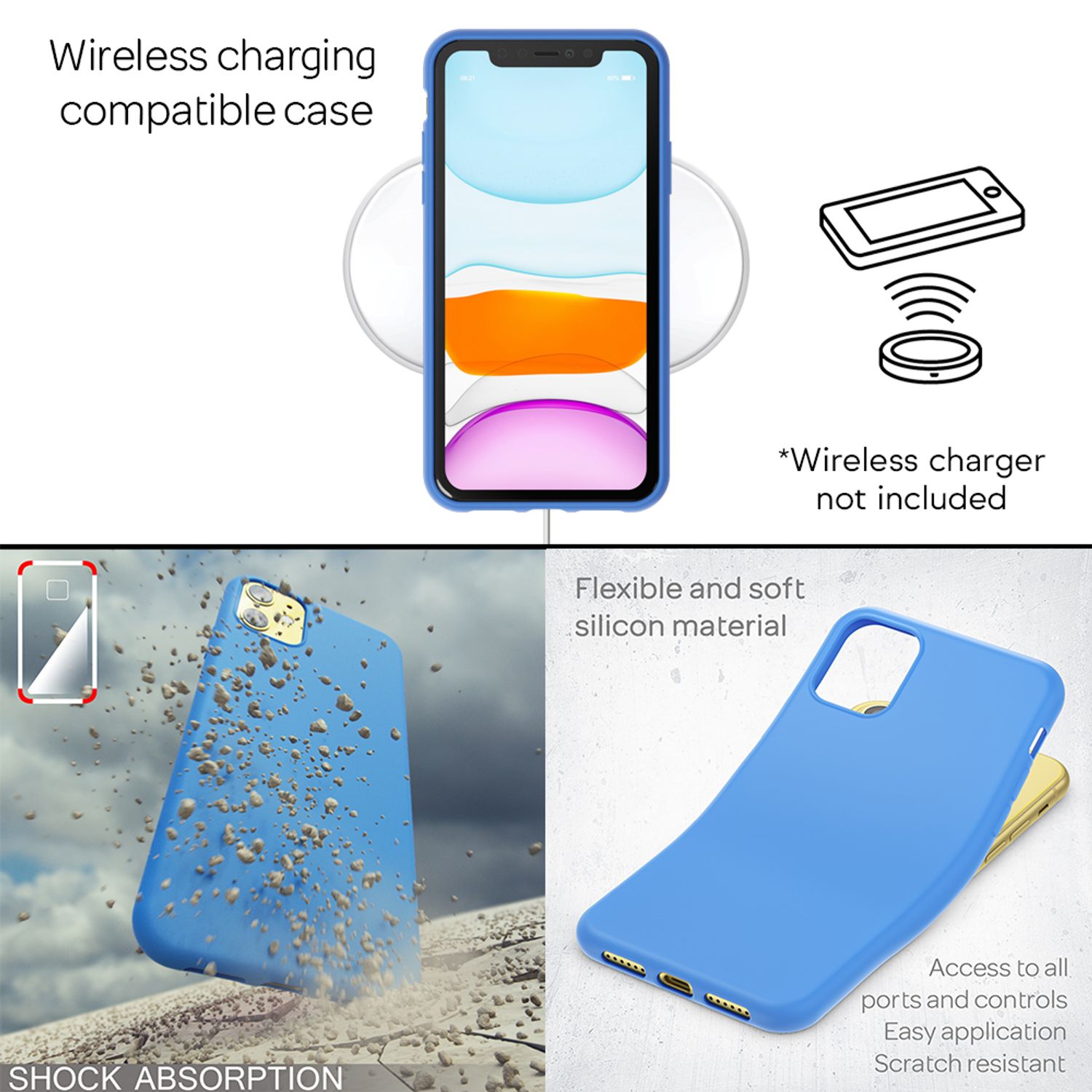 NALIA Neon Handy Hülle für iPhone 11, Soft case & Silikon Bumper Cover Schutz Blau NALIA Protective Hülle