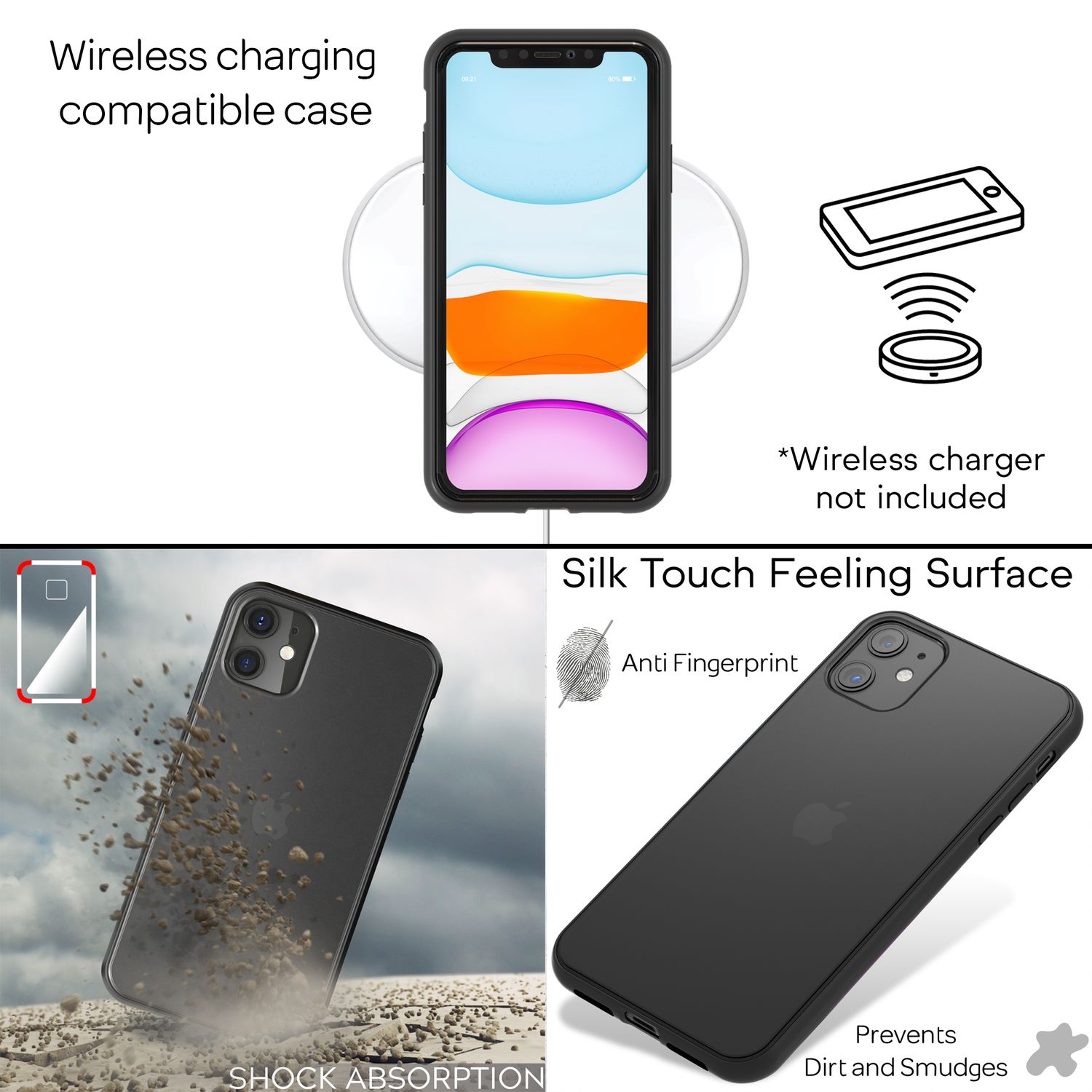 NALIA Handy Hülle für iPhone 11, Hard case & Silikon Bumper Cover Schutz Tasche