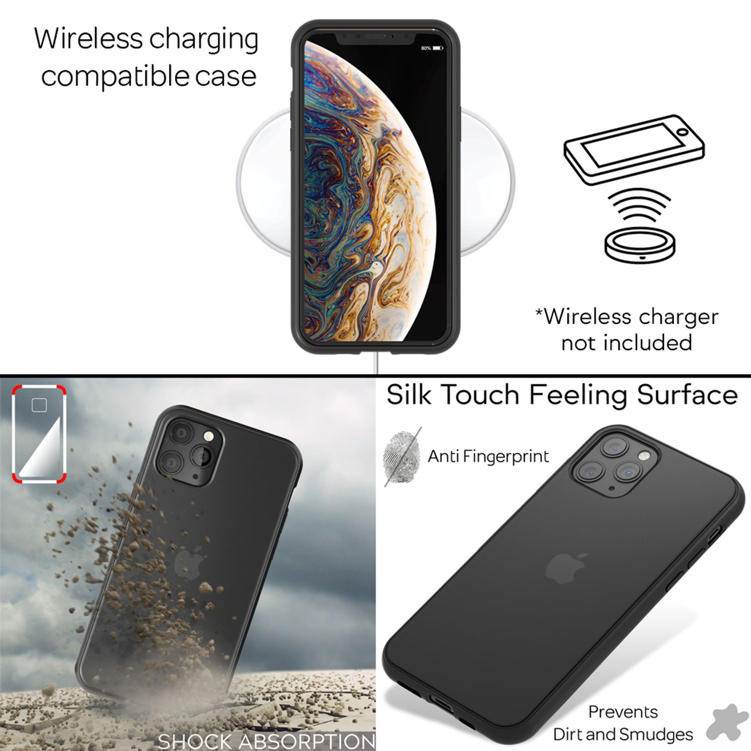 NALIA Handy Hülle für iPhone 11 Pro, Hard case & Silikon Bumper Cover Schutz