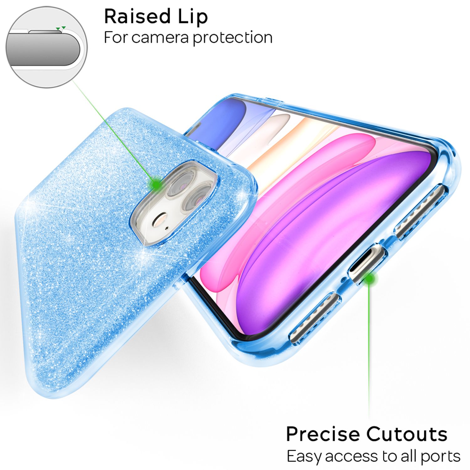 NALIA Glitzer Handyhülle kompatibel mit iPhone 11, Diamant Glitzer Handyhülle Bling Cover