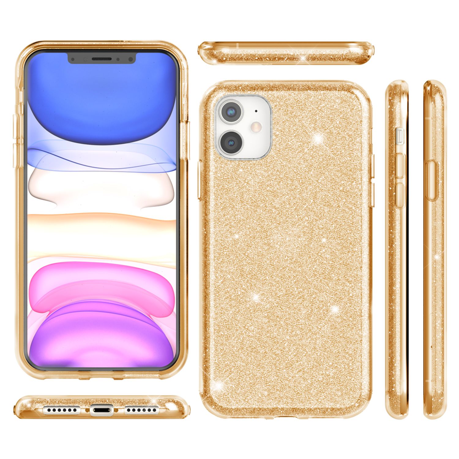 NALIA Glitzer Handyhülle kompatibel mit iPhone 11, Diamant Glitzer Handyhülle Bling Cover