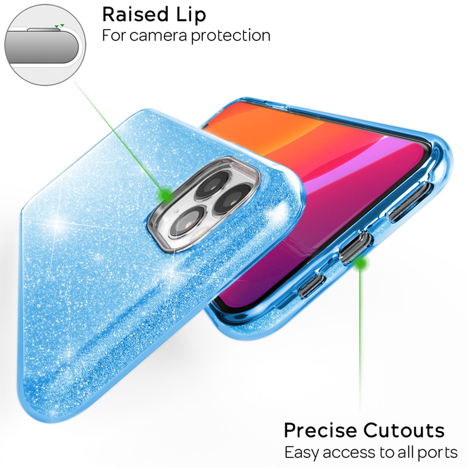 NALIA Glitzer Handyhülle kompatibel mit iPhone 11 Pro, Diamant Glitzer Handyhülle Cover