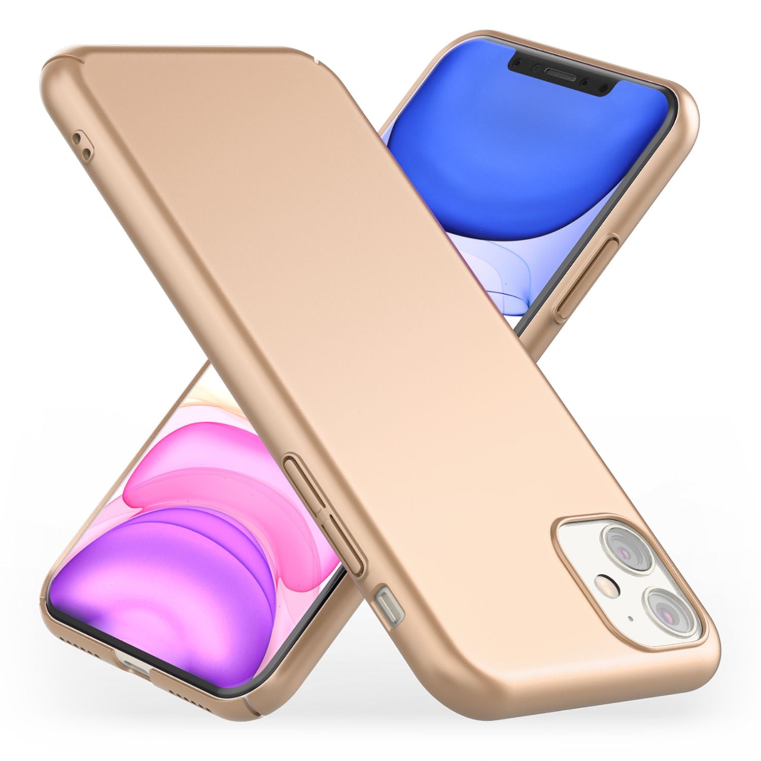 NALIA Handyhülle für iPhone 11, Schutz Case Cover Tasche Bumper Etui Schale Gold NALIA SlimFit Hülle