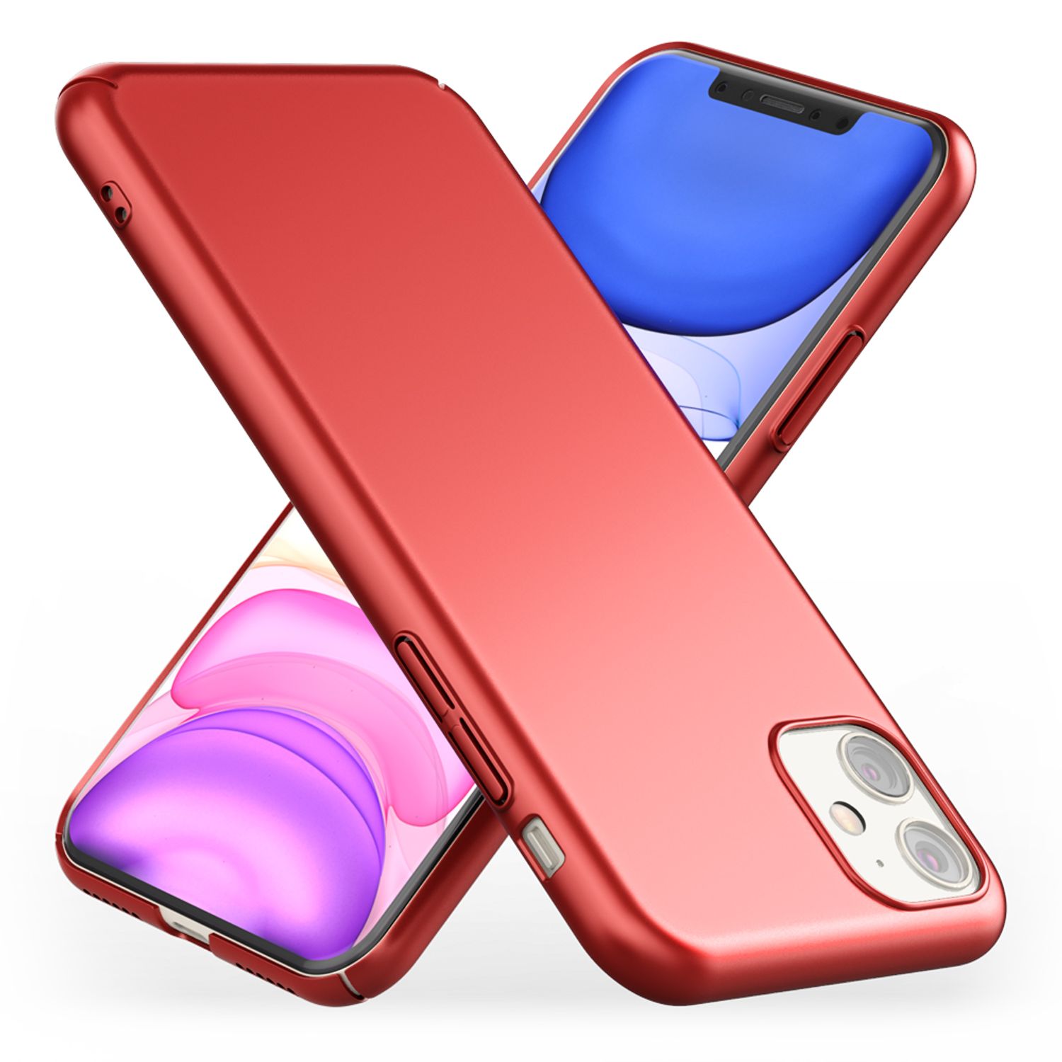 NALIA Handyhülle für iPhone 11, Schutz Case Cover Tasche Bumper Etui Schale Rot NALIA SlimFit Hülle