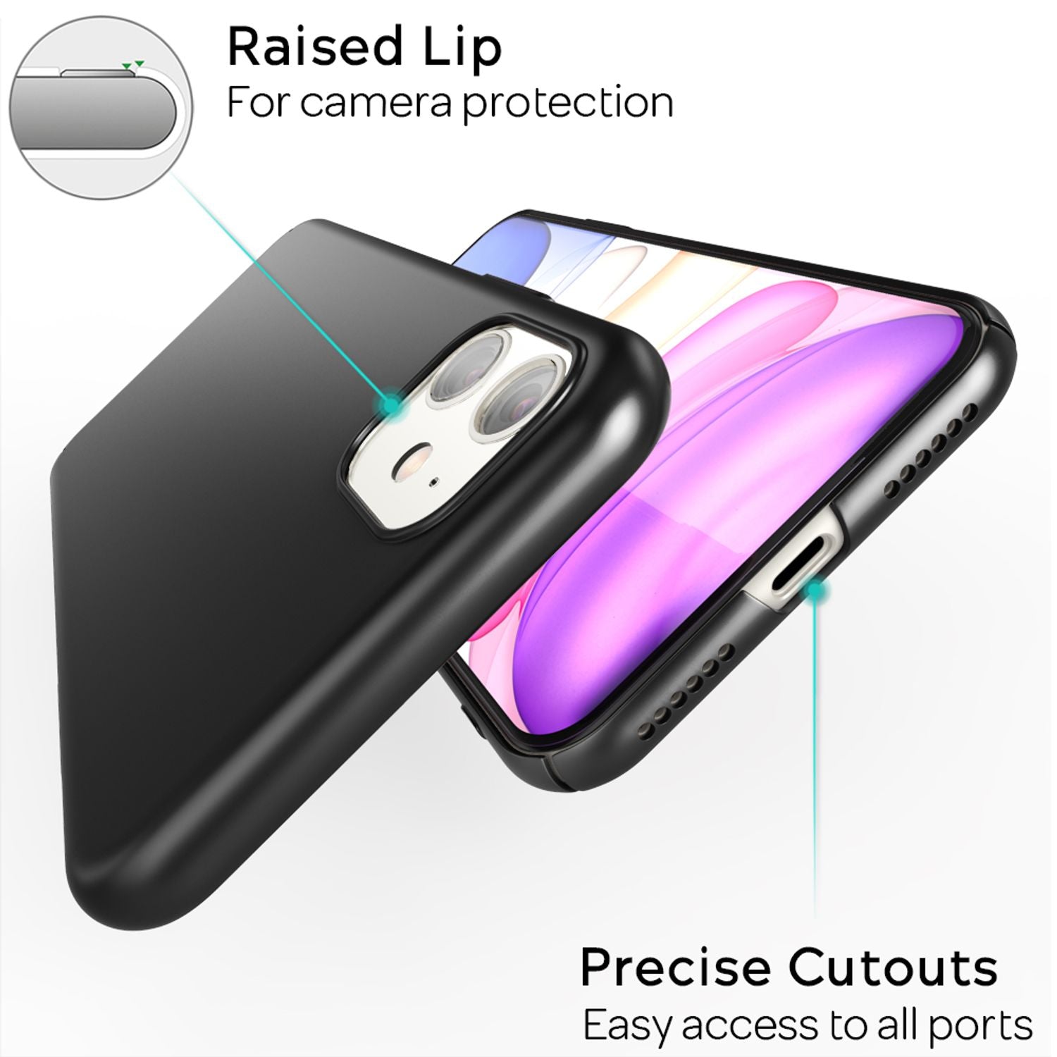 NALIA Handyhülle für iPhone 11, Schutz Case Cover Tasche Bumper Etui Schale Schwarz NALIA SlimFit Hülle