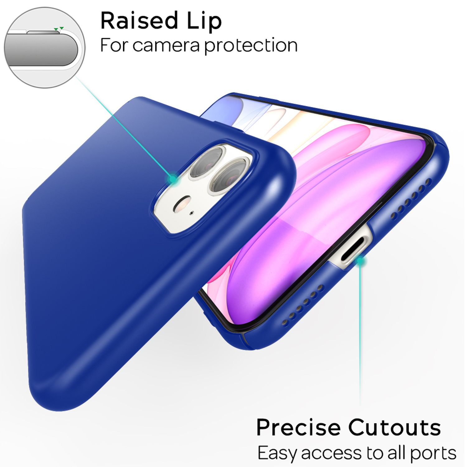 NALIA Handyhülle für iPhone 11, Schutz Case Cover Tasche Bumper Etui Schale Blau NALIA SlimFit Hülle