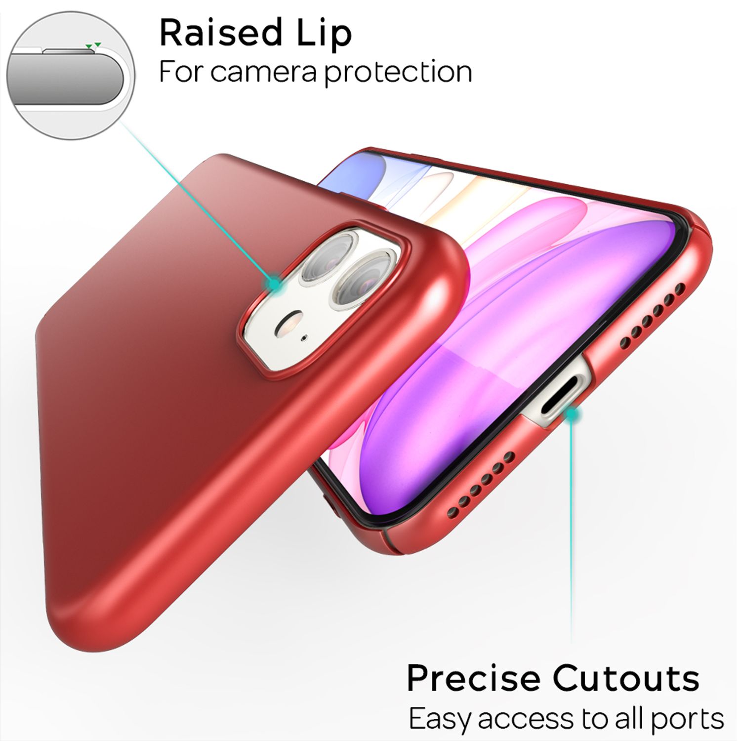 NALIA Handyhülle für iPhone 11, Schutz Case Cover Tasche Bumper Etui Schale Rot NALIA SlimFit Hülle