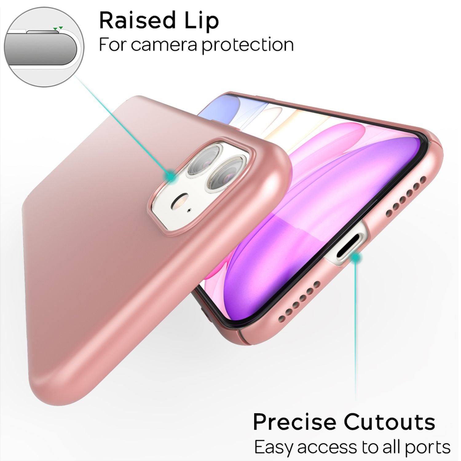 NALIA Handyhülle für iPhone 11, Schutz Case Cover Tasche Bumper Etui Schale Rose Gold NALIA SlimFit Hülle