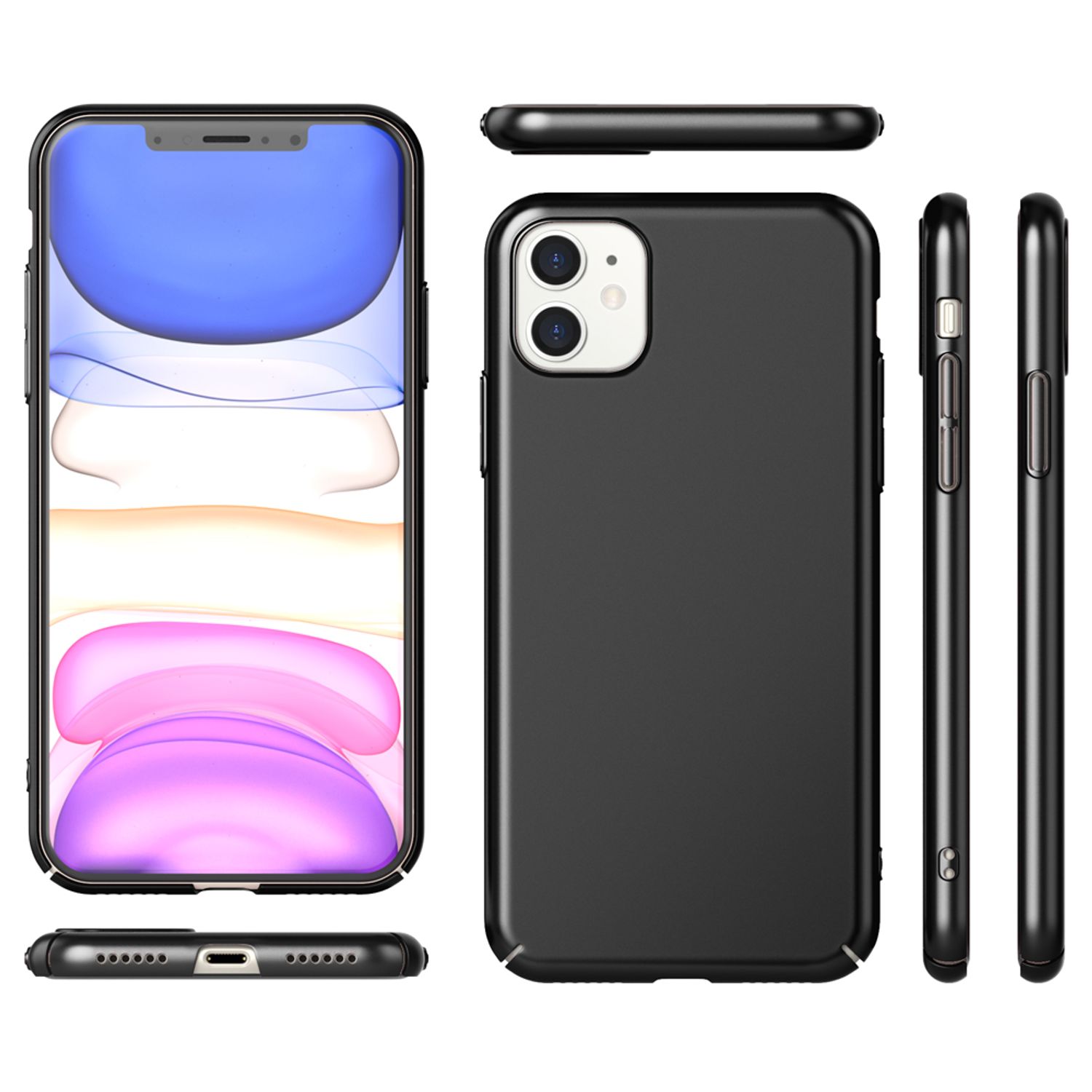 NALIA Handyhülle für iPhone 11, Schutz Case Cover Tasche Bumper Etui Schale Schwarz NALIA SlimFit Hülle