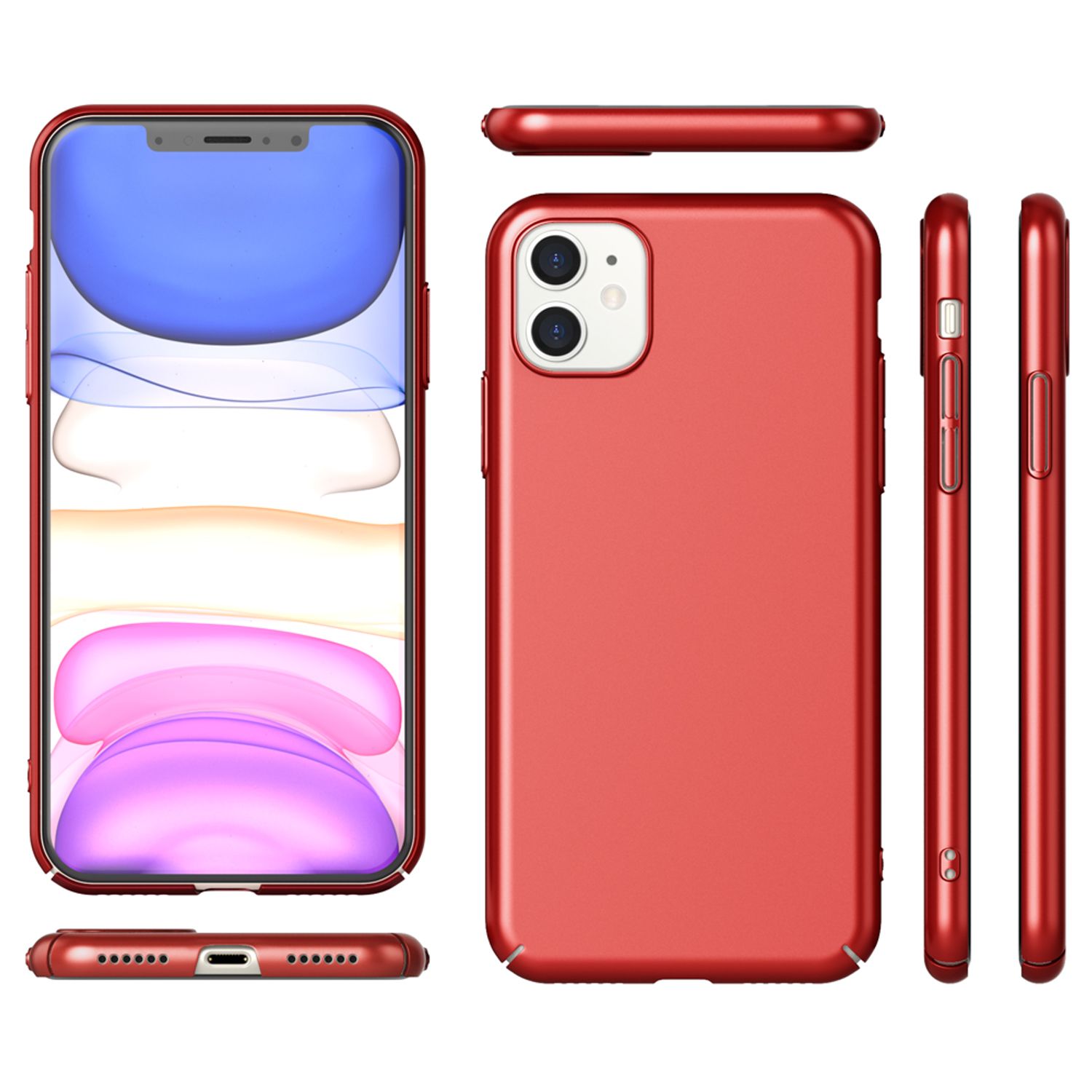NALIA Handyhülle für iPhone 11, Schutz Case Cover Tasche Bumper Etui Schale Rot NALIA SlimFit Hülle